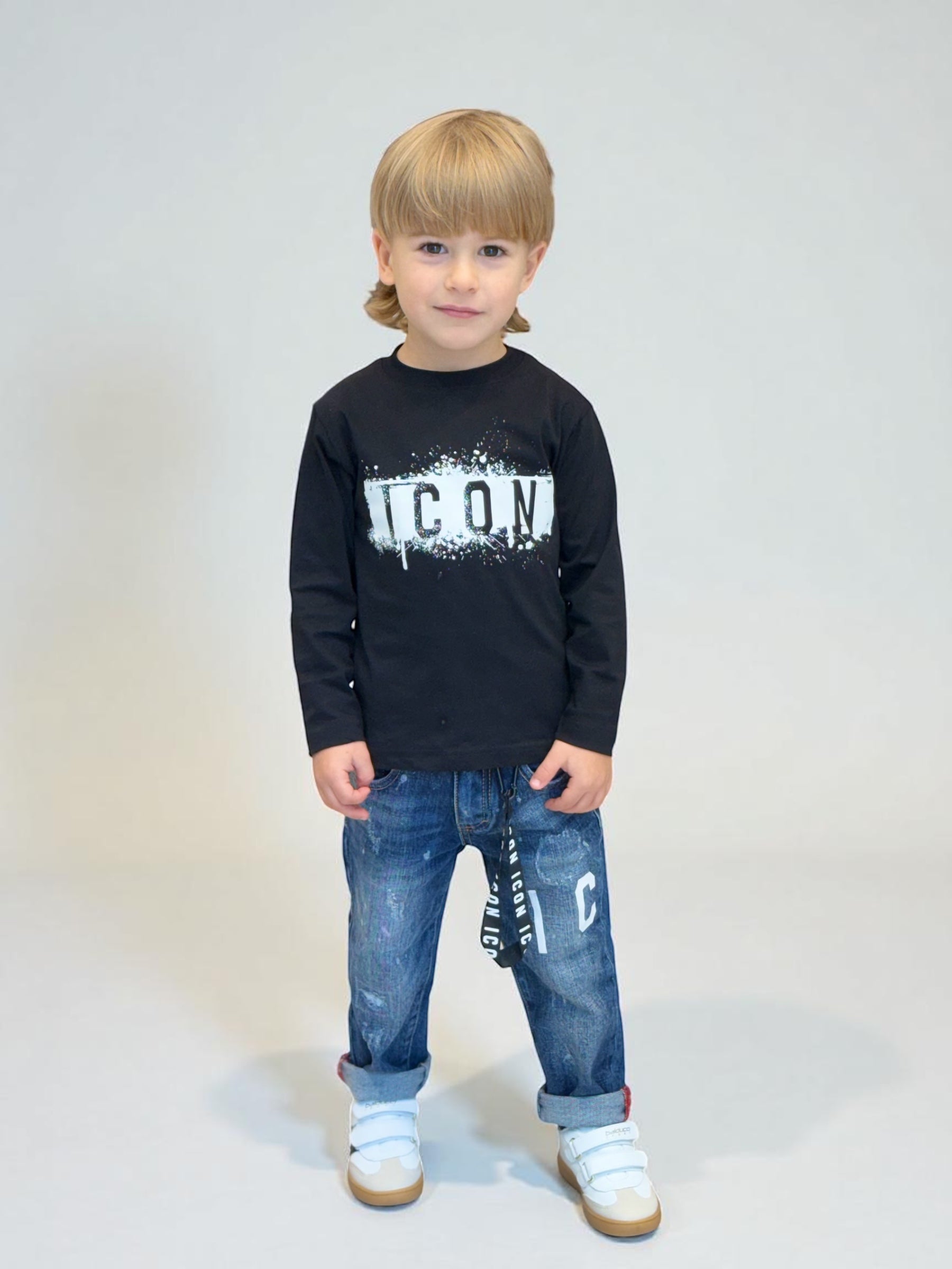 ICON - Jeans con logo laterale bambino