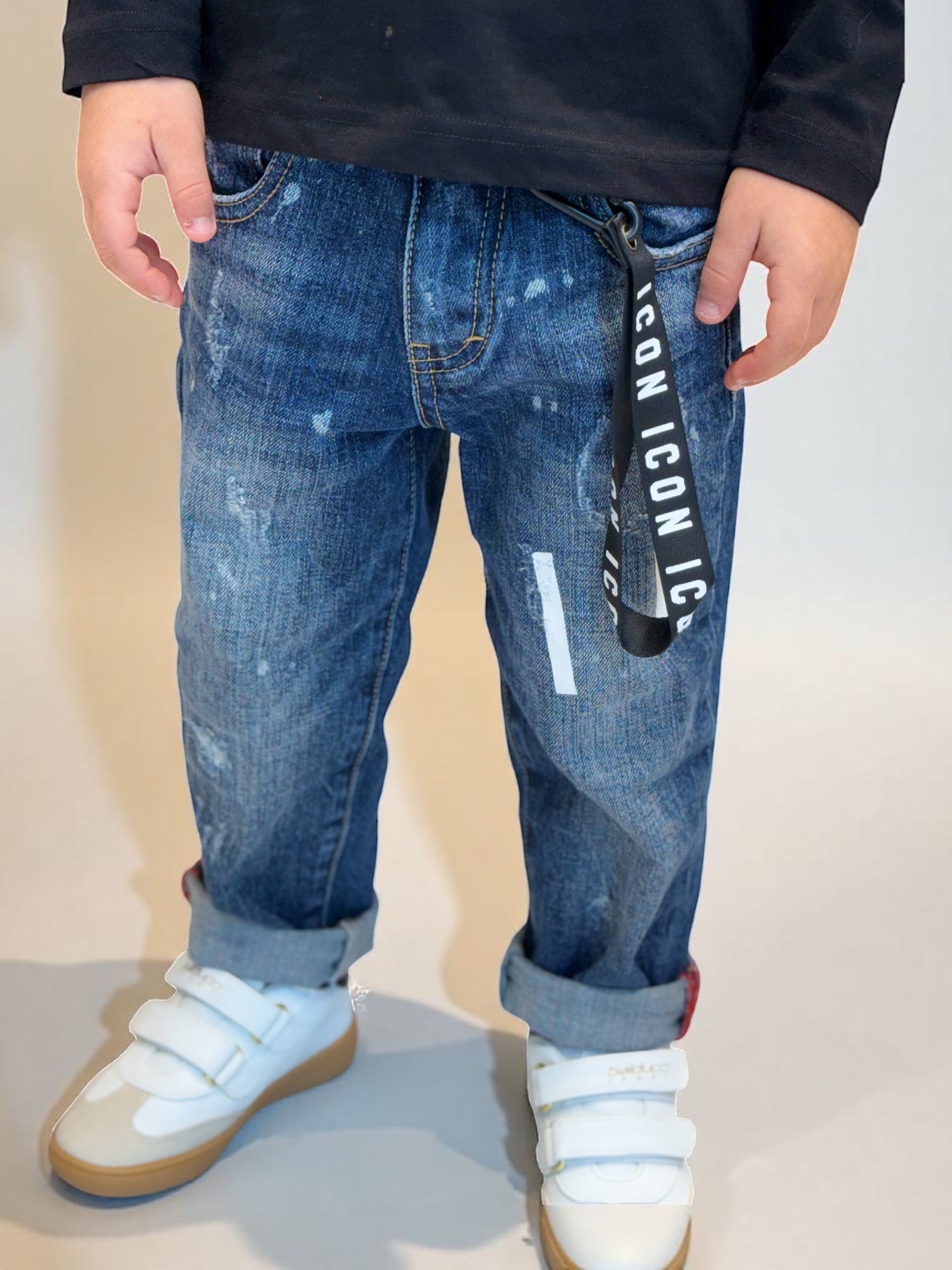 ICON - Jeans con logo laterale bambino