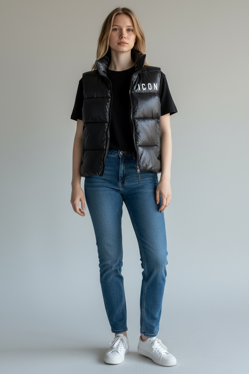 ICON - Giubbotto smanicato con logo donna