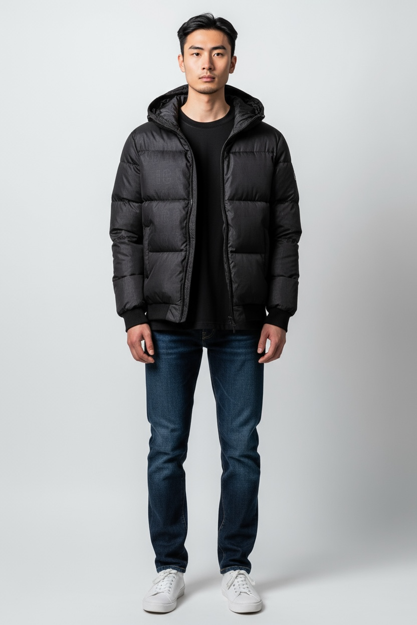 ICON - Giubbotto logato con cappuccio uomo