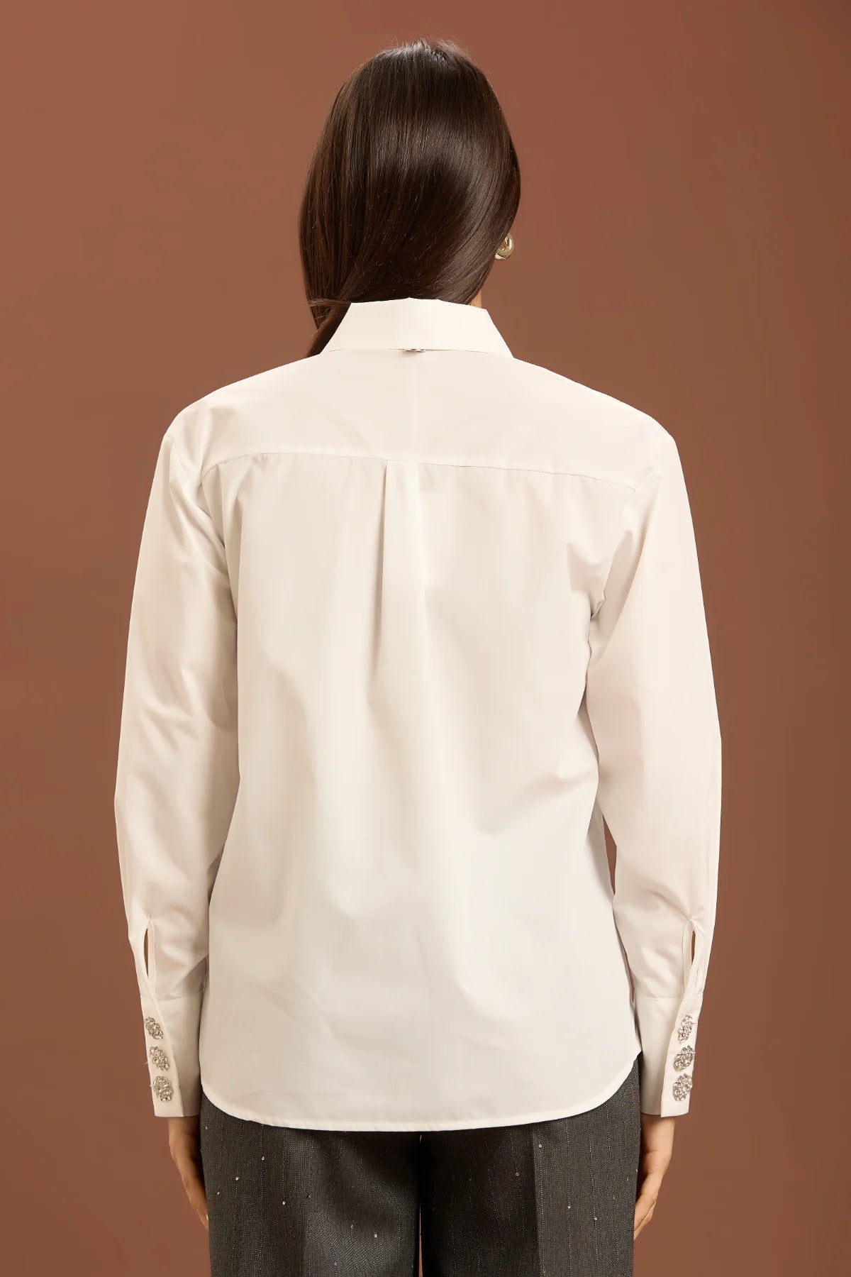 TAKE TWO - Camicia over in cotone con applicazione in strass donna