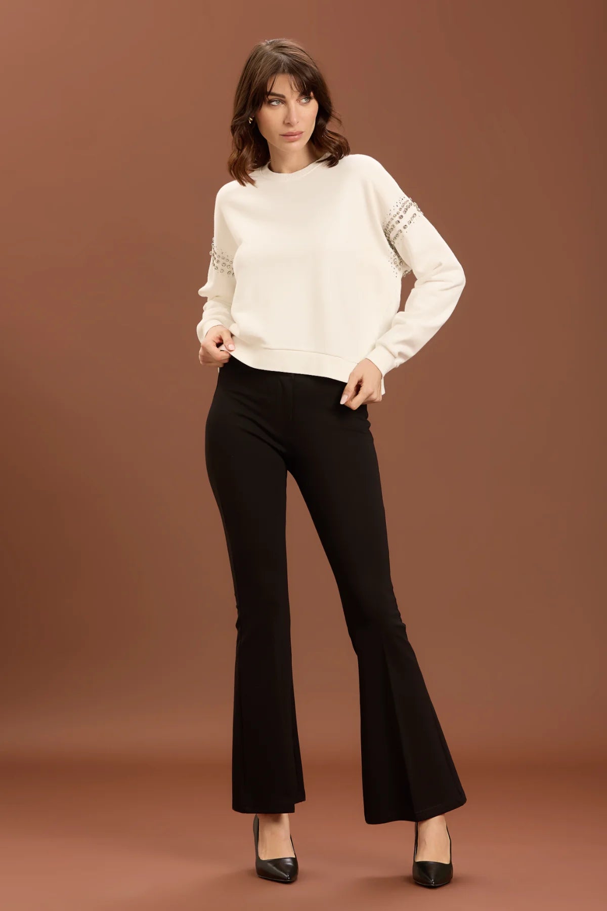 TAKE TWO - Felpa con applicazioni in strass donna