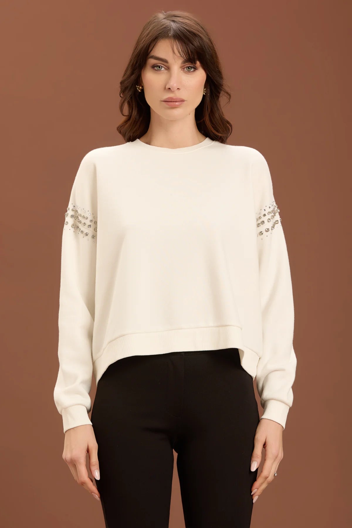 TAKE TWO - Felpa con applicazioni in strass donna