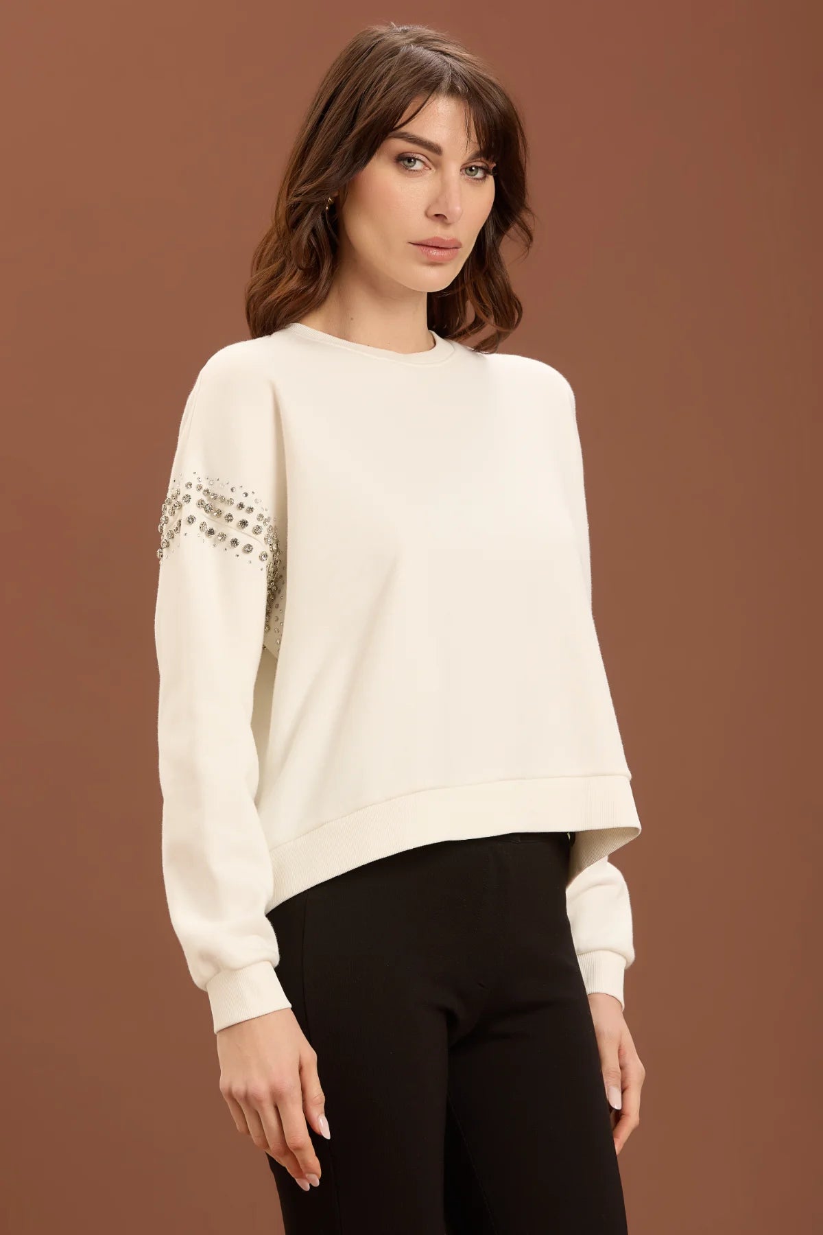 TAKE TWO - Felpa con applicazioni in strass donna