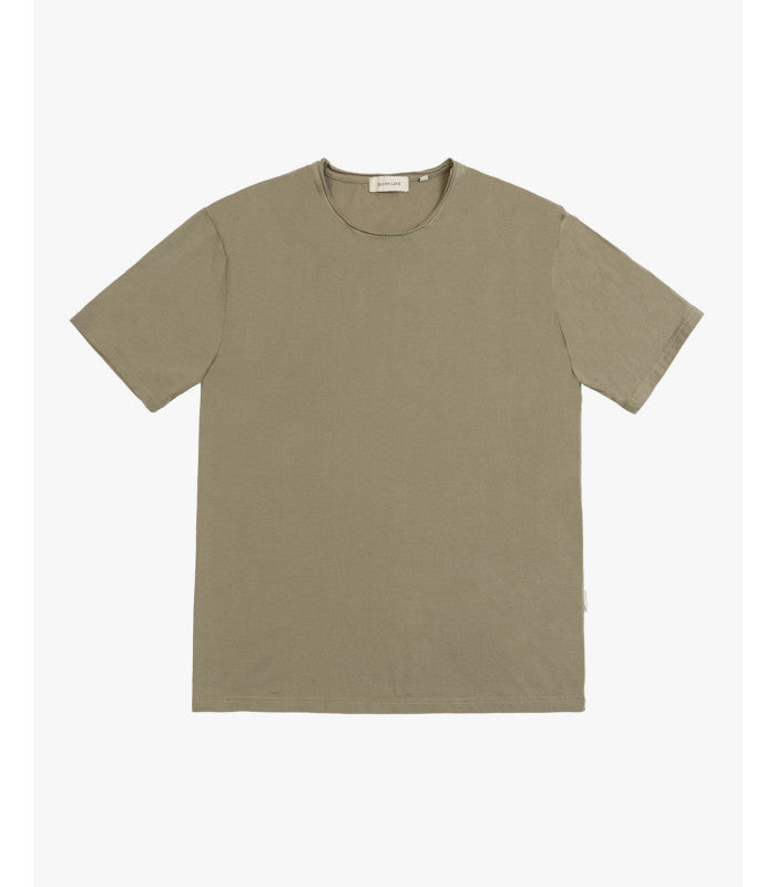 GIANNI LUPO - T-Shirt a mezza manica con orli a taglio vivo verde militare