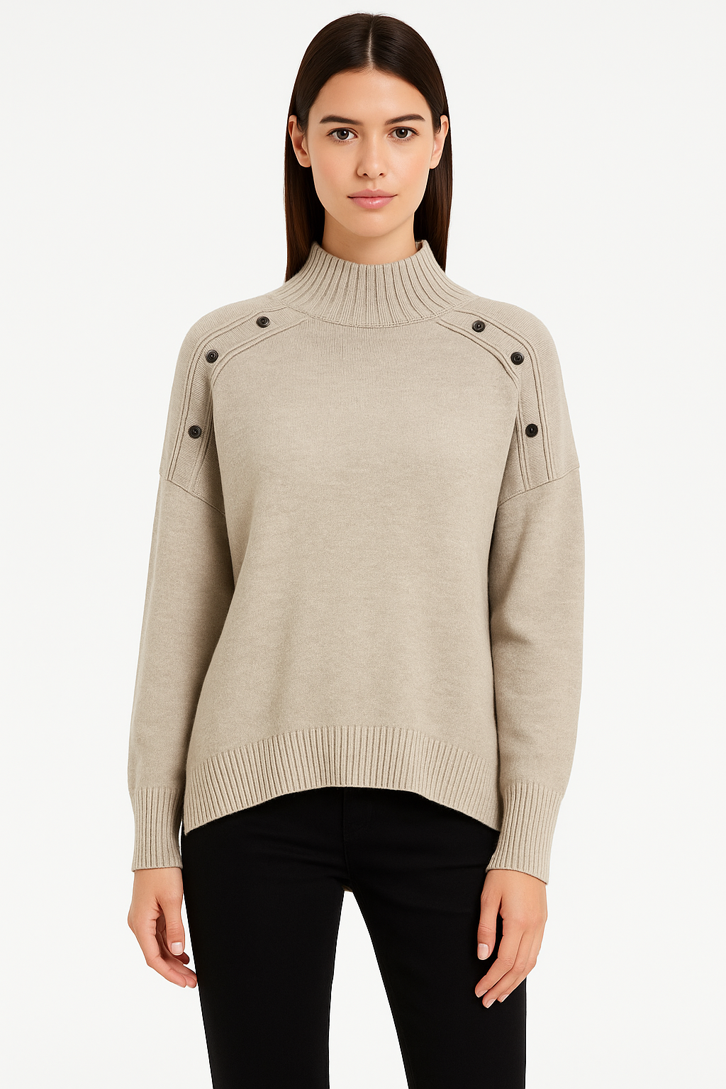 EXTYN - Maglia over con collo in lana donna