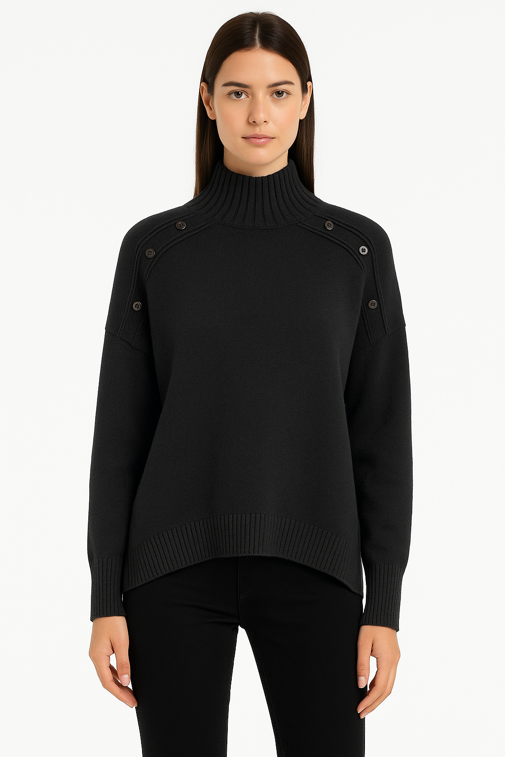 EXTYN - Maglia over con collo in lana donna