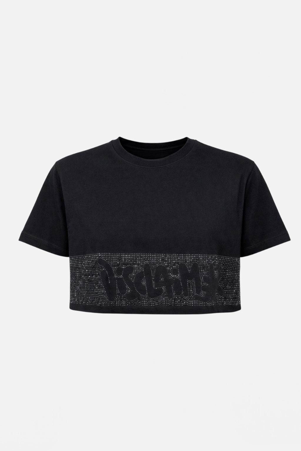 DISCLAIMER - T-shirt crop logo e strass donna