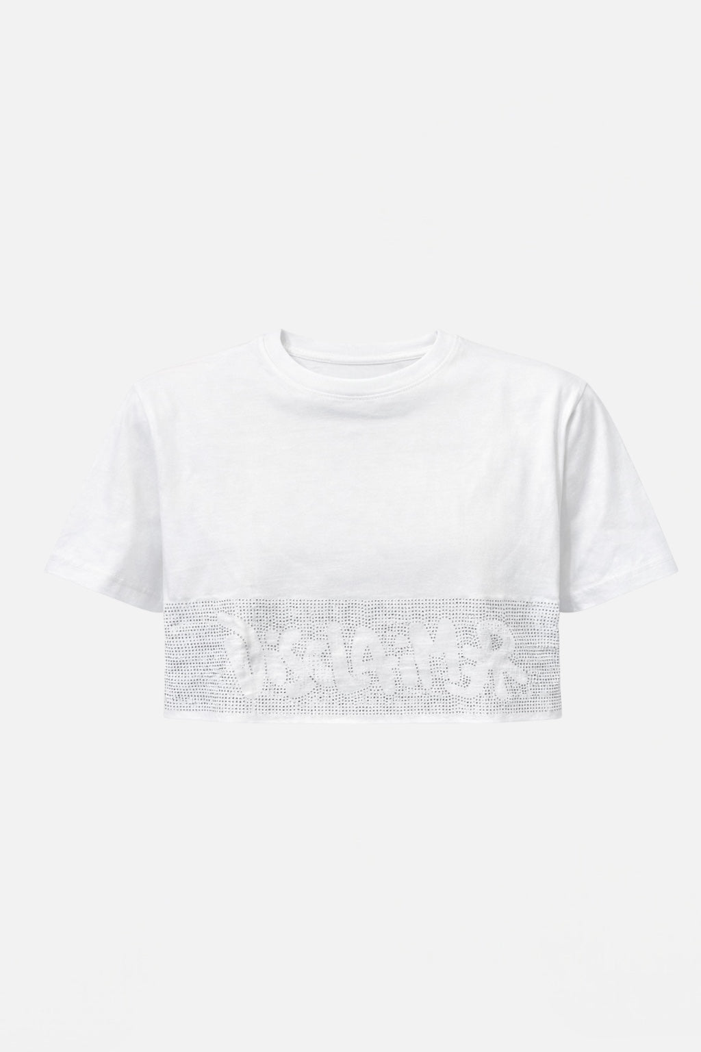 DISCLAIMER - T-shirt crop logo e strass donna