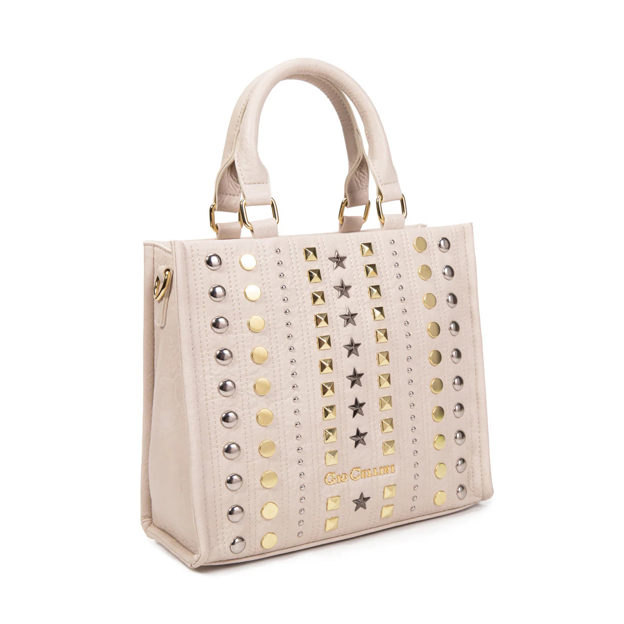 GIO CELLINI - Borsa BROOKE M ALL STUDS beige