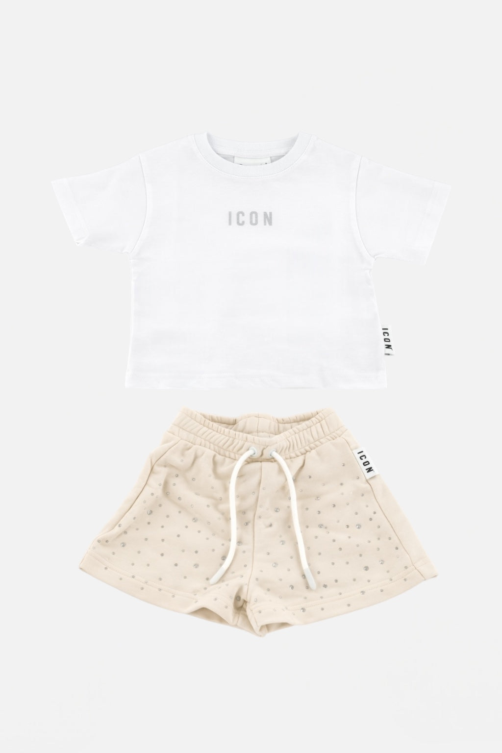 ICON - T-shirt e short con strass bambina