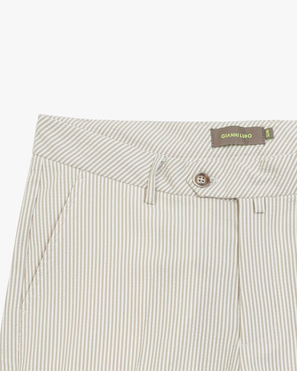 GIANNI LUPO - Bermuda a righe beige