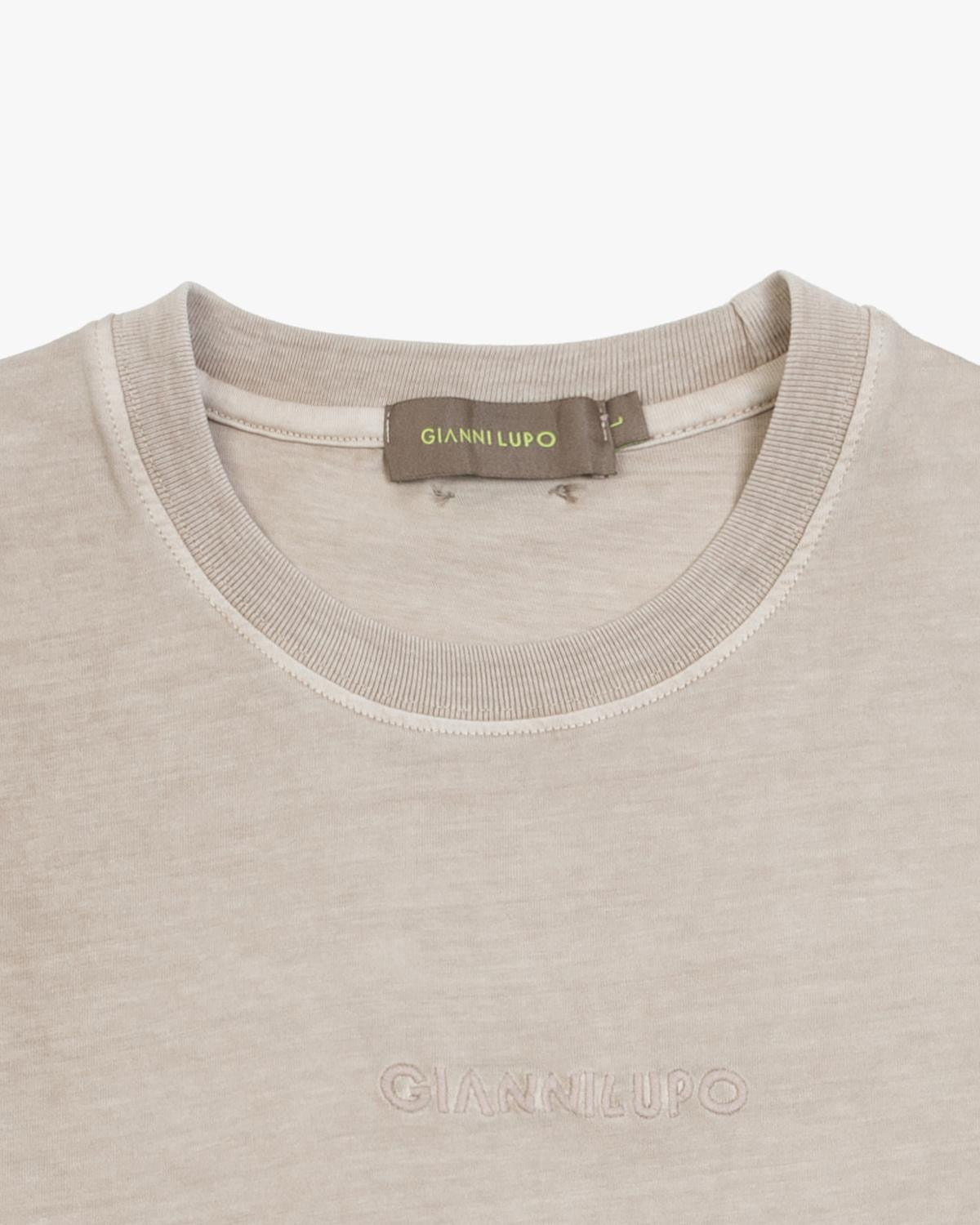 GIANNI LUPO - T-Shirt a mezza manica con logo beige