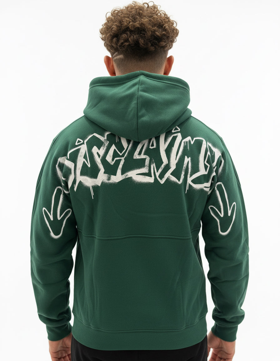 DISCLAIMER - Felpa verde con cappuccio bambino