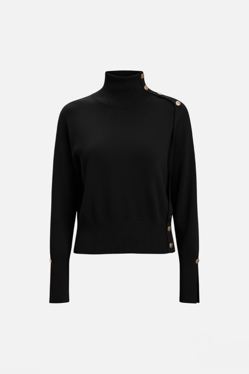 TAKE TWO - Maglia in lana con collo e bottoni oro donna