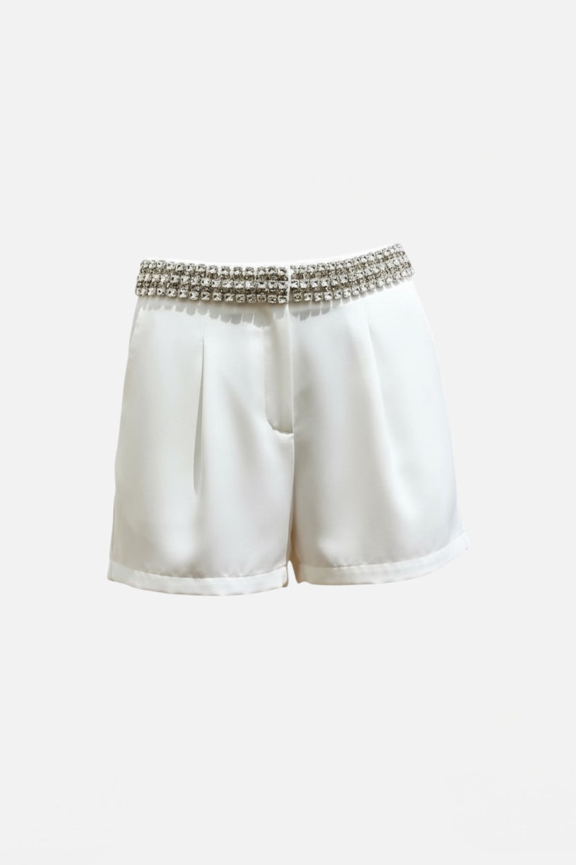 TRASH AND LUXURY - Short bianco con strass donna