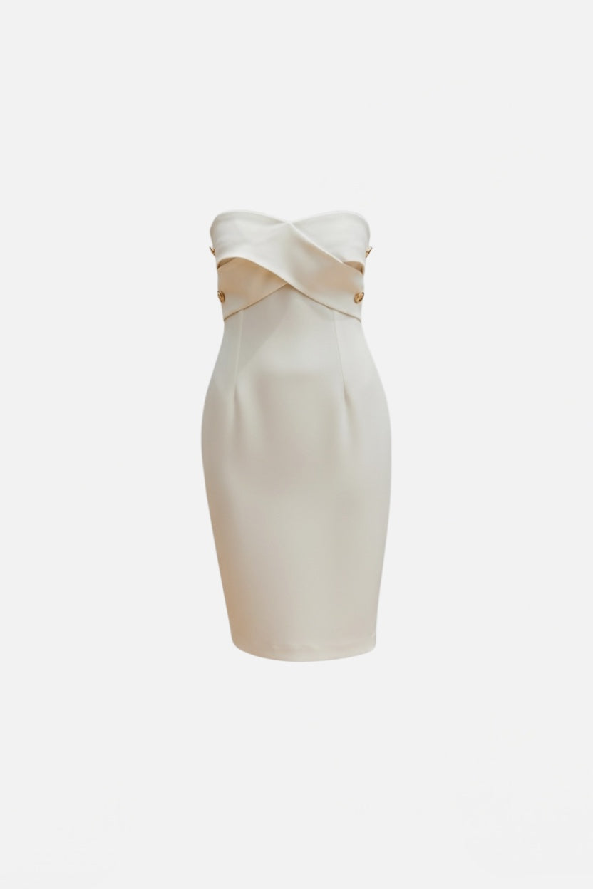 TRASH AND LUXURY - Vestito a tubino bianco con bottoni oro donna