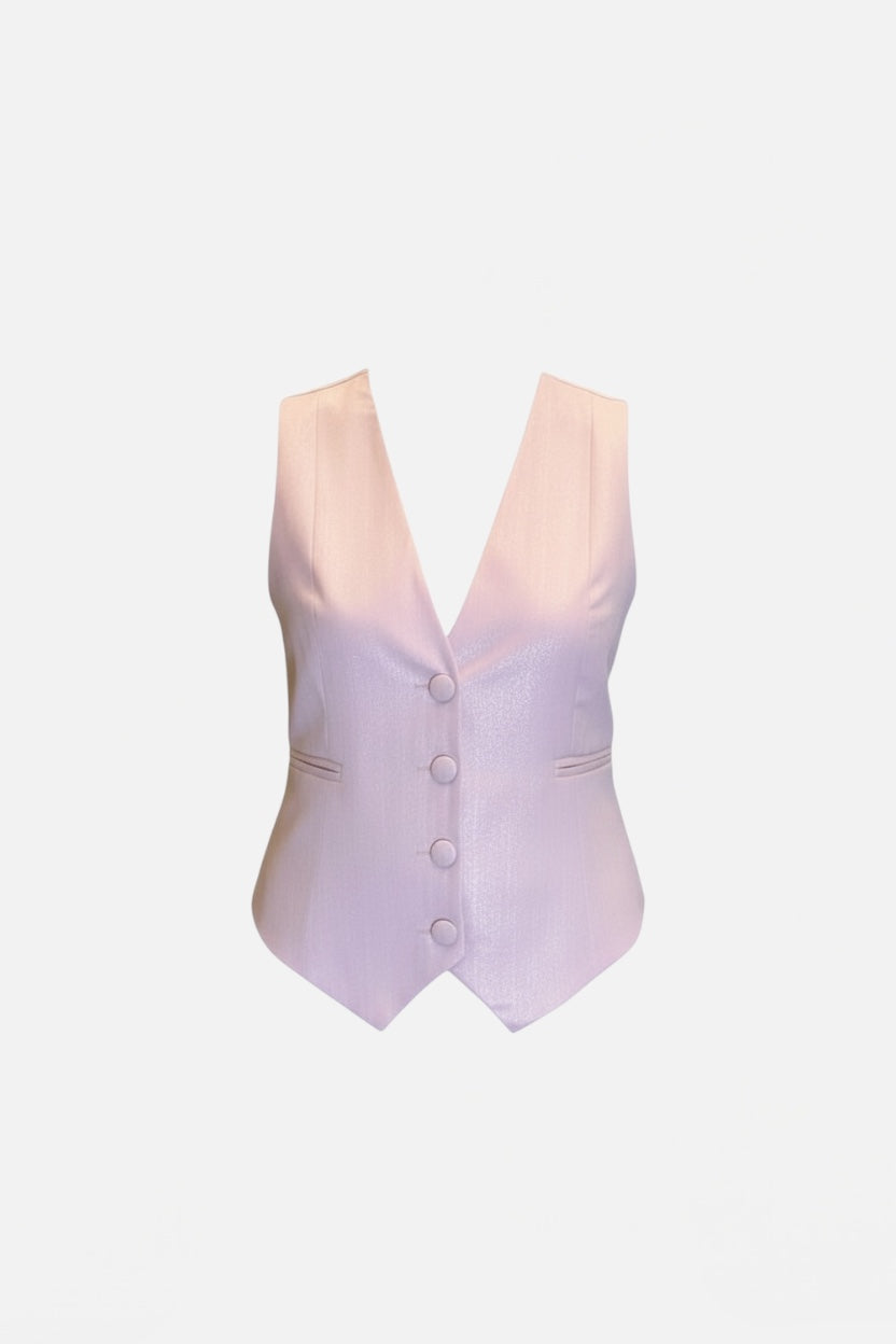 JE-NE - Gilet rosa lurex donna