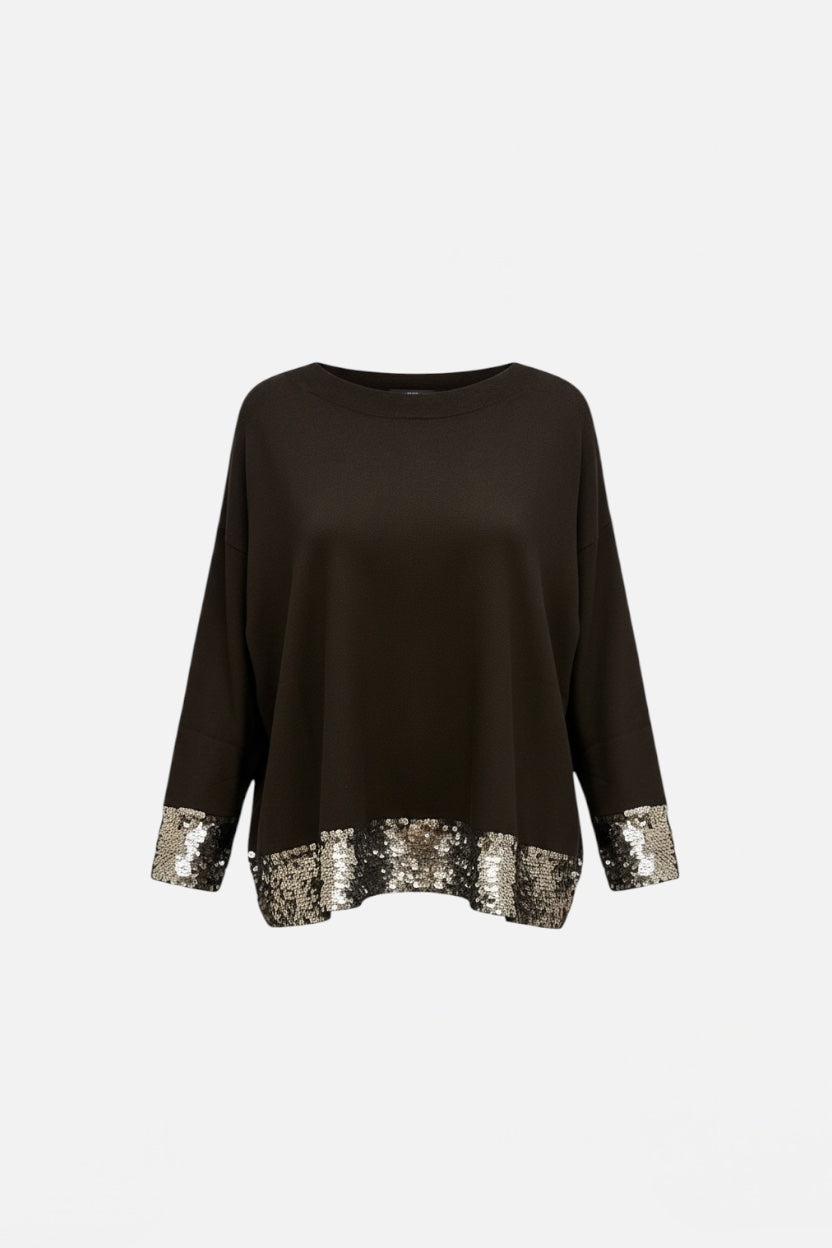 ZAHJR - Maglia over con paillettes donna