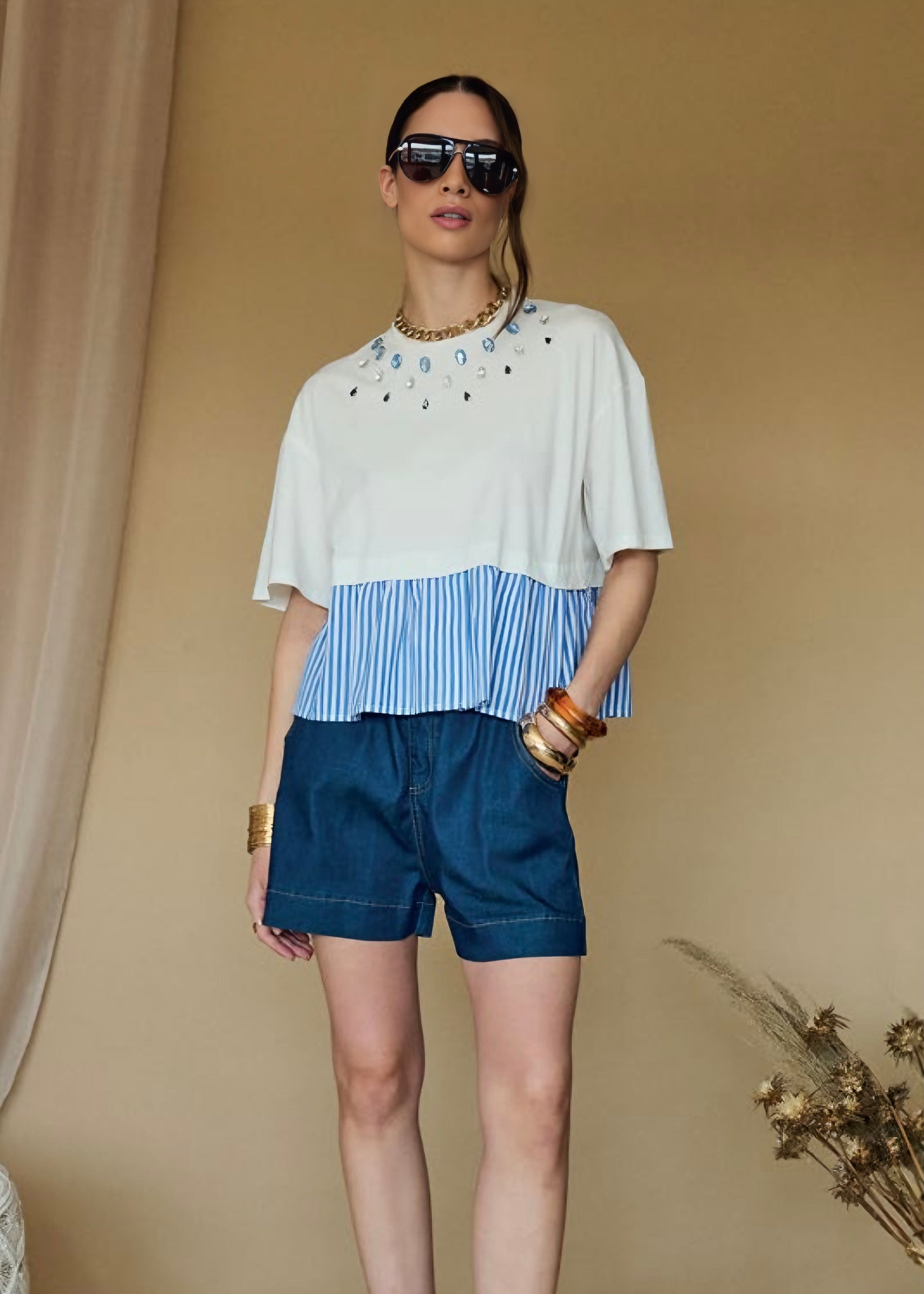 INFLUENCER - Short in denim donna