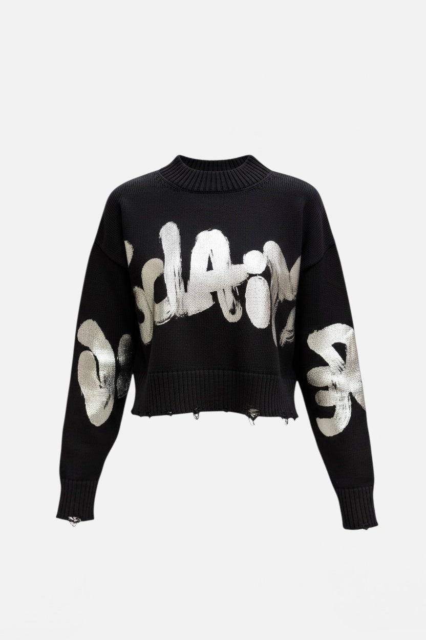 DISCLAIMER - Maglia in lana con logo silver  donna