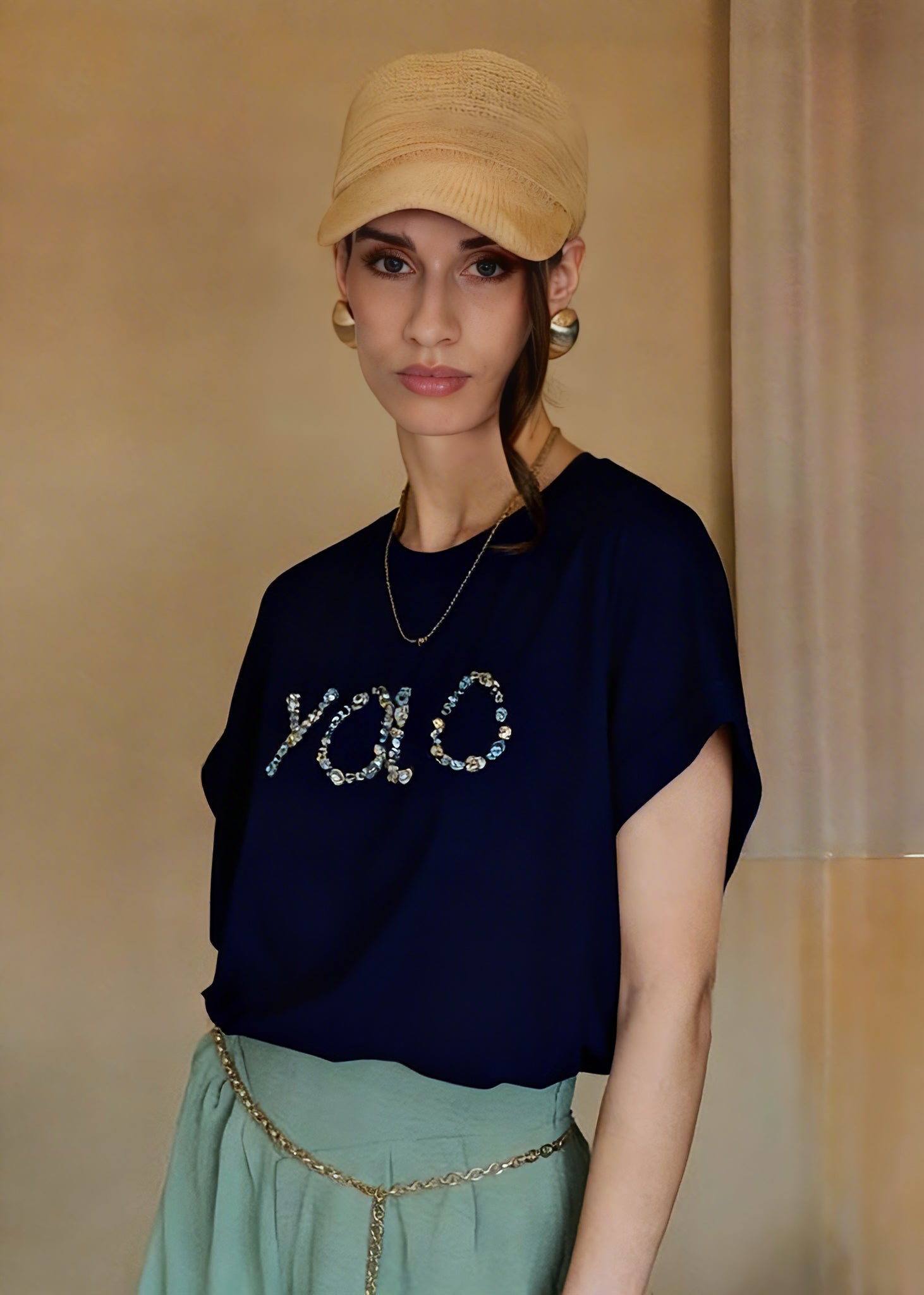 INFLUENCER - T-shirt con scritta in stass donna