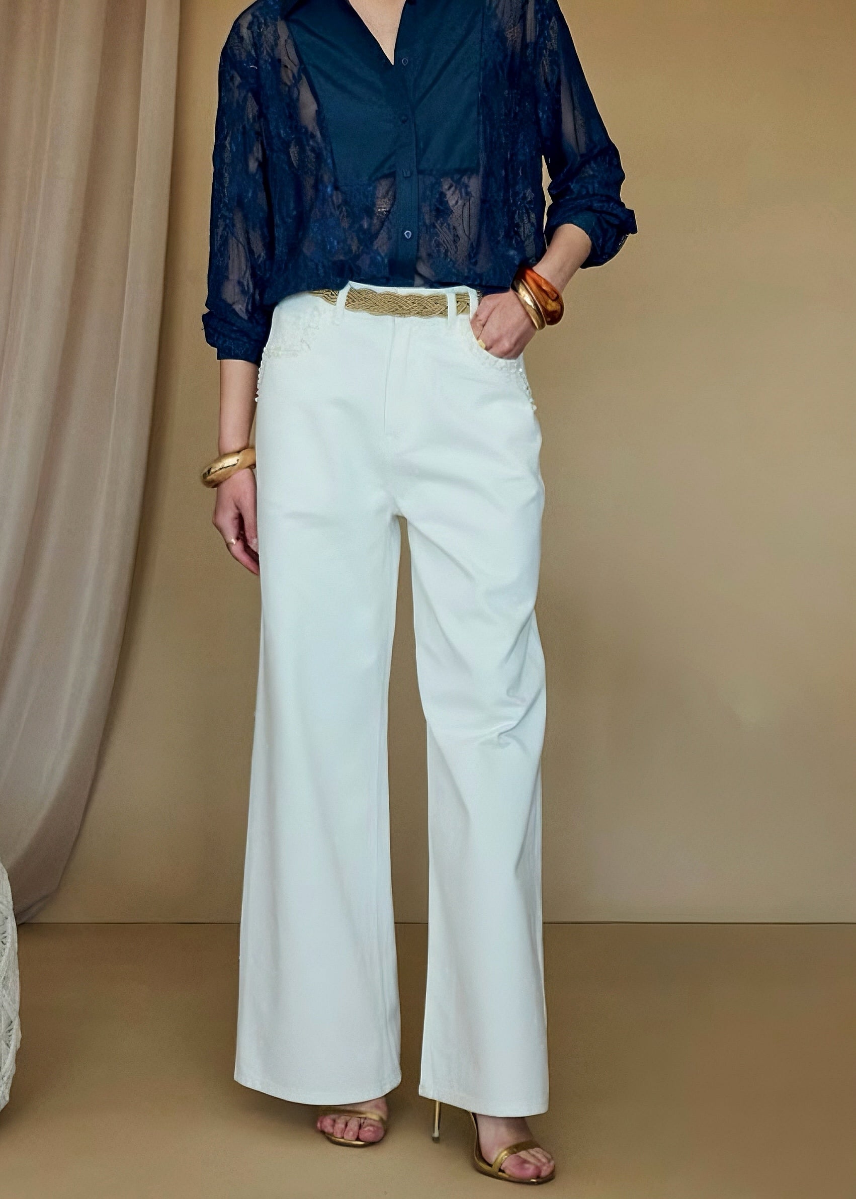 INFLUENCER - Jeans palazzo con applicazione donna