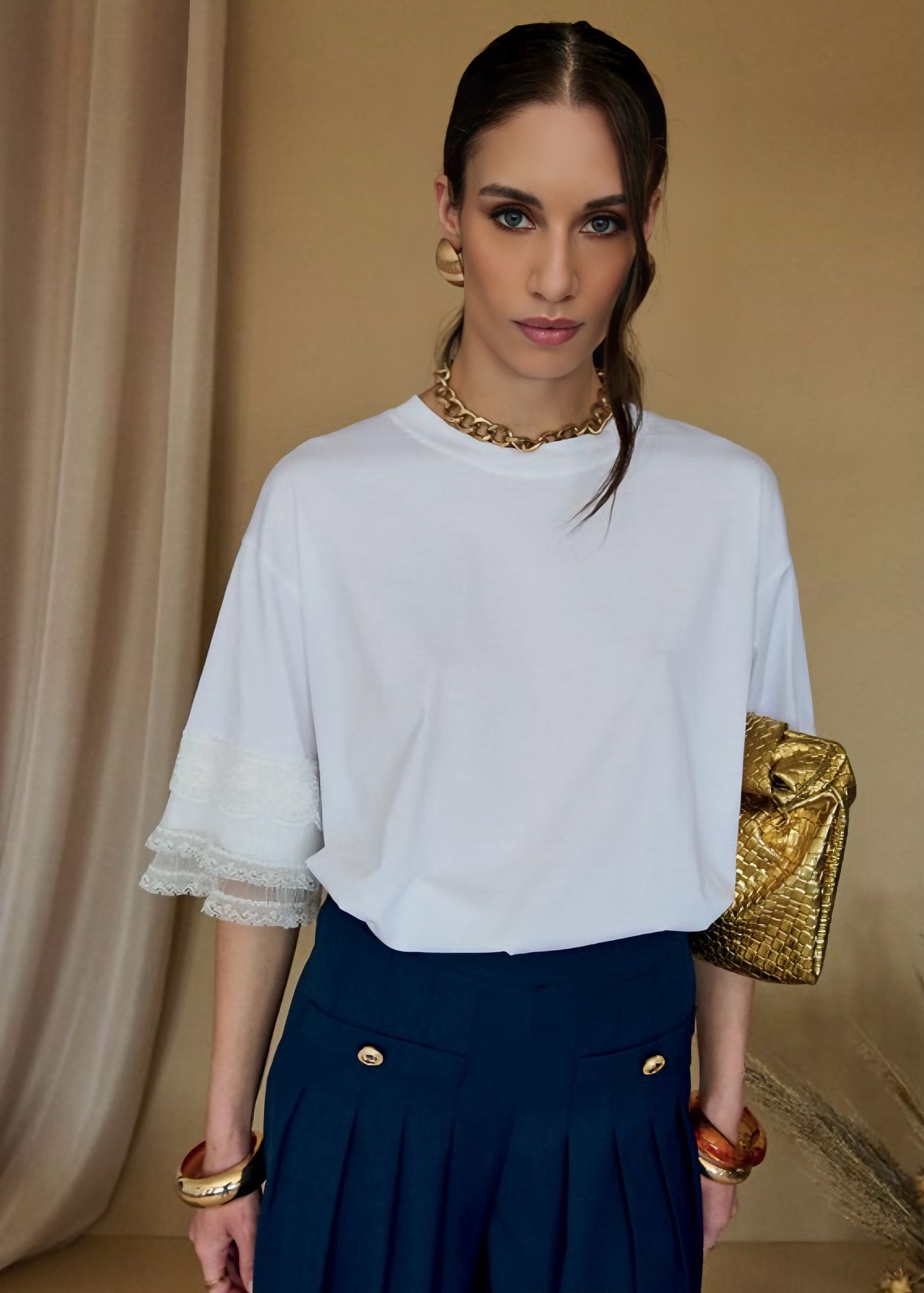 INFLUENCER - T-shirt over con pizzo donna
