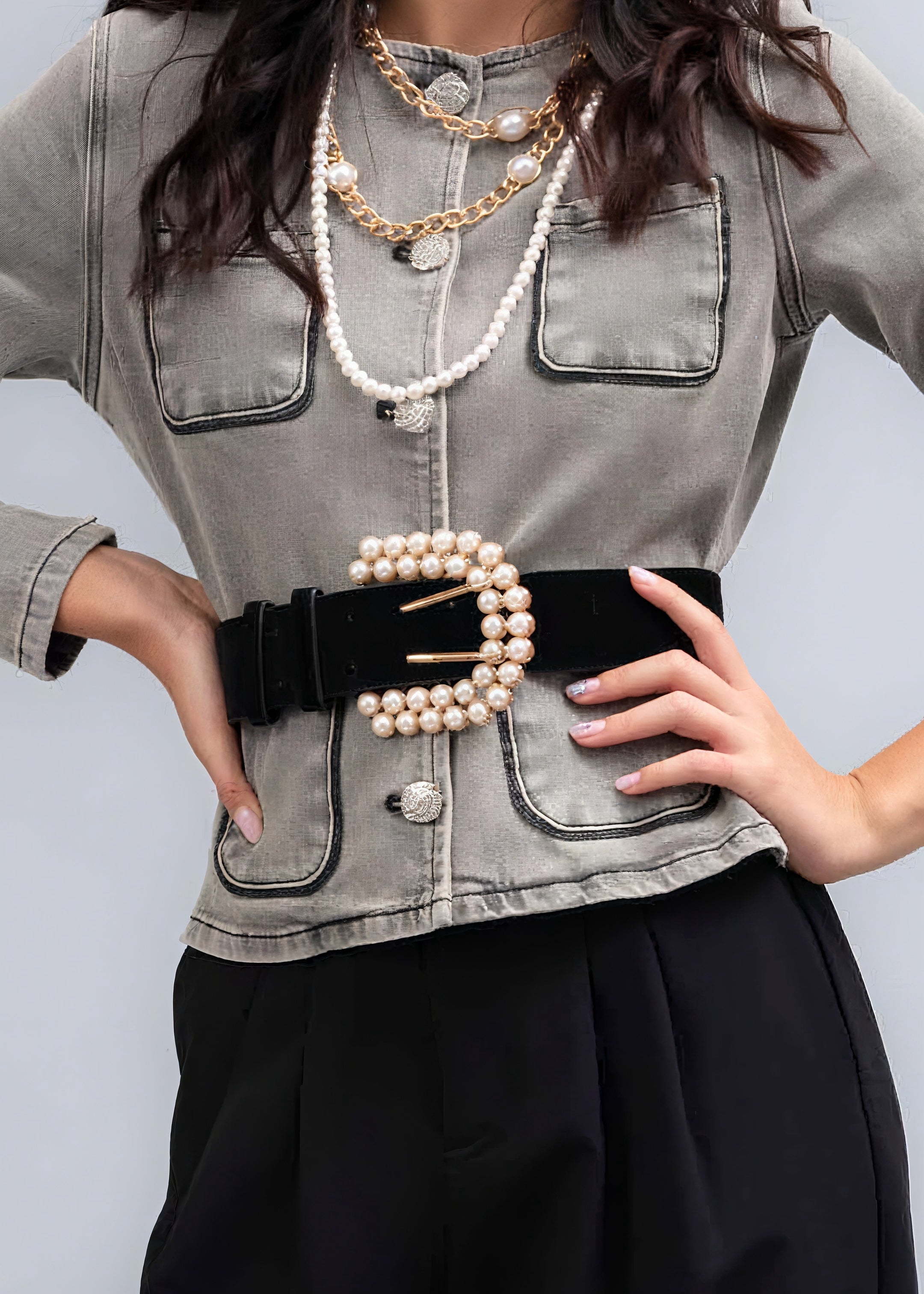 KORALLINE - Cintura con fibbia di perle donna