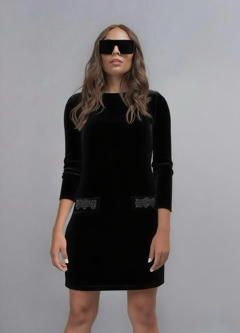 KORALLINE - Vestito in lana con applicazione gioiello donna