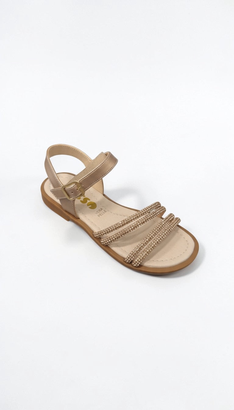 ASSO - Sandalo con doppia fascia strass bambina
