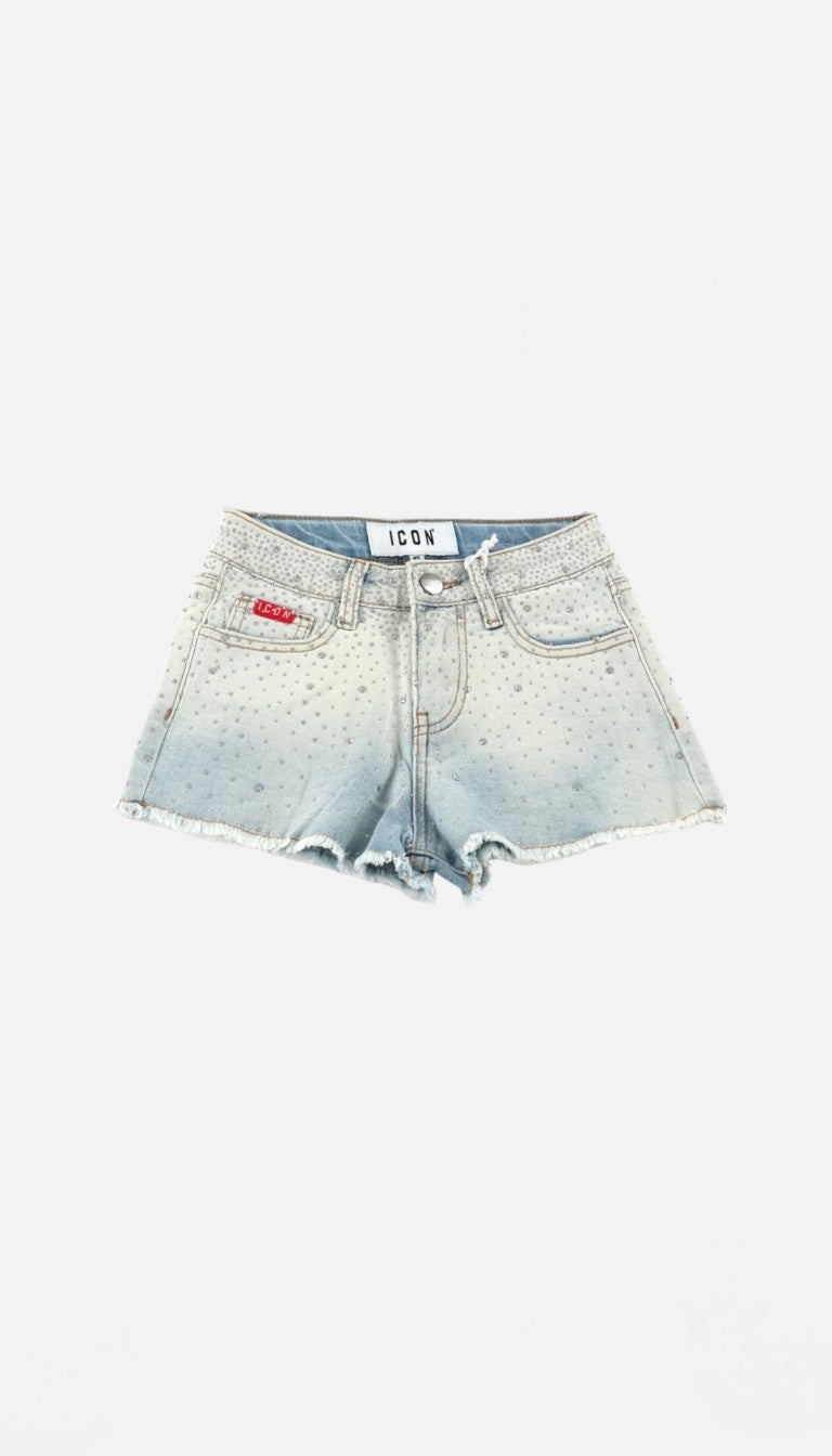 ICON - Short in denim brillantinato bambina