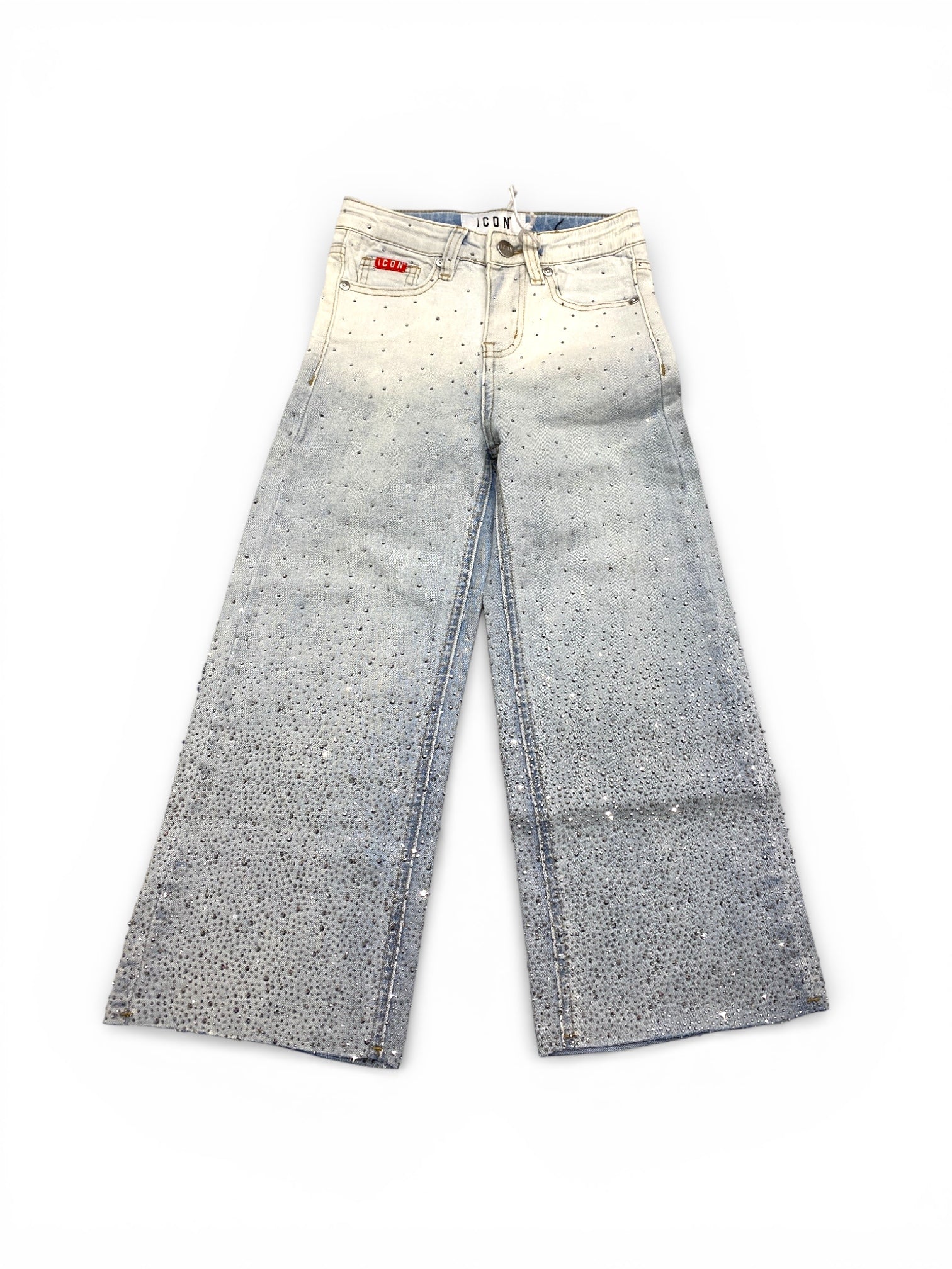 ICON - Jeans a palazzo brillantinato bambina