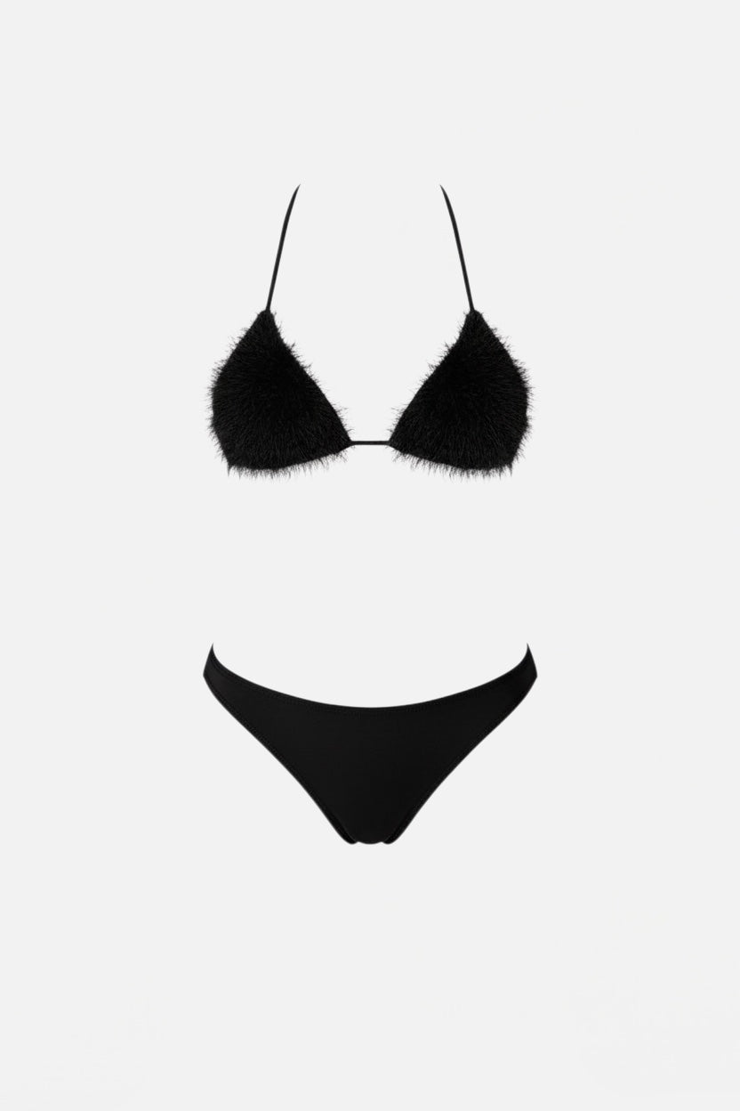 F**K - Bikini triangolo con slip coulotte fisso FUR donna