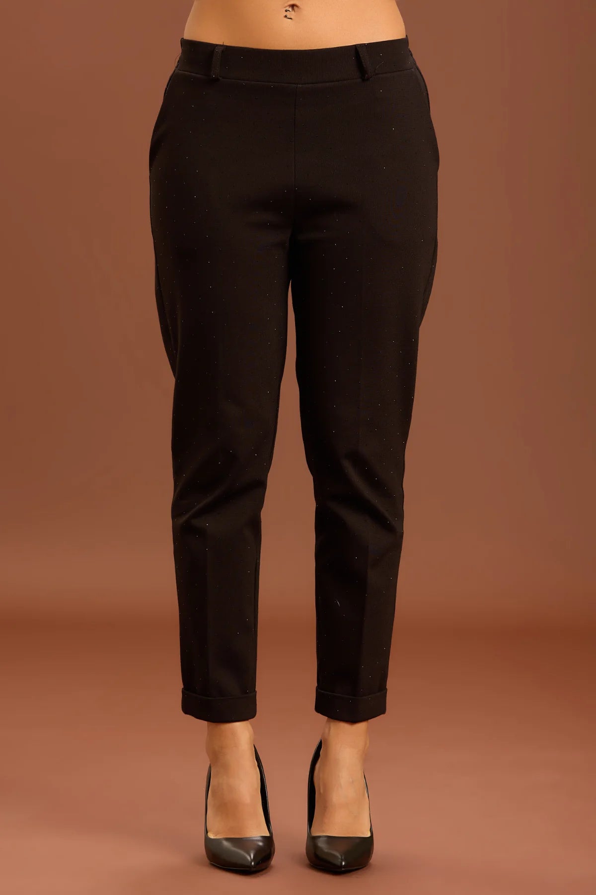 TAKE TWO - Pantalone con strass a sigaretta in punto milano donna