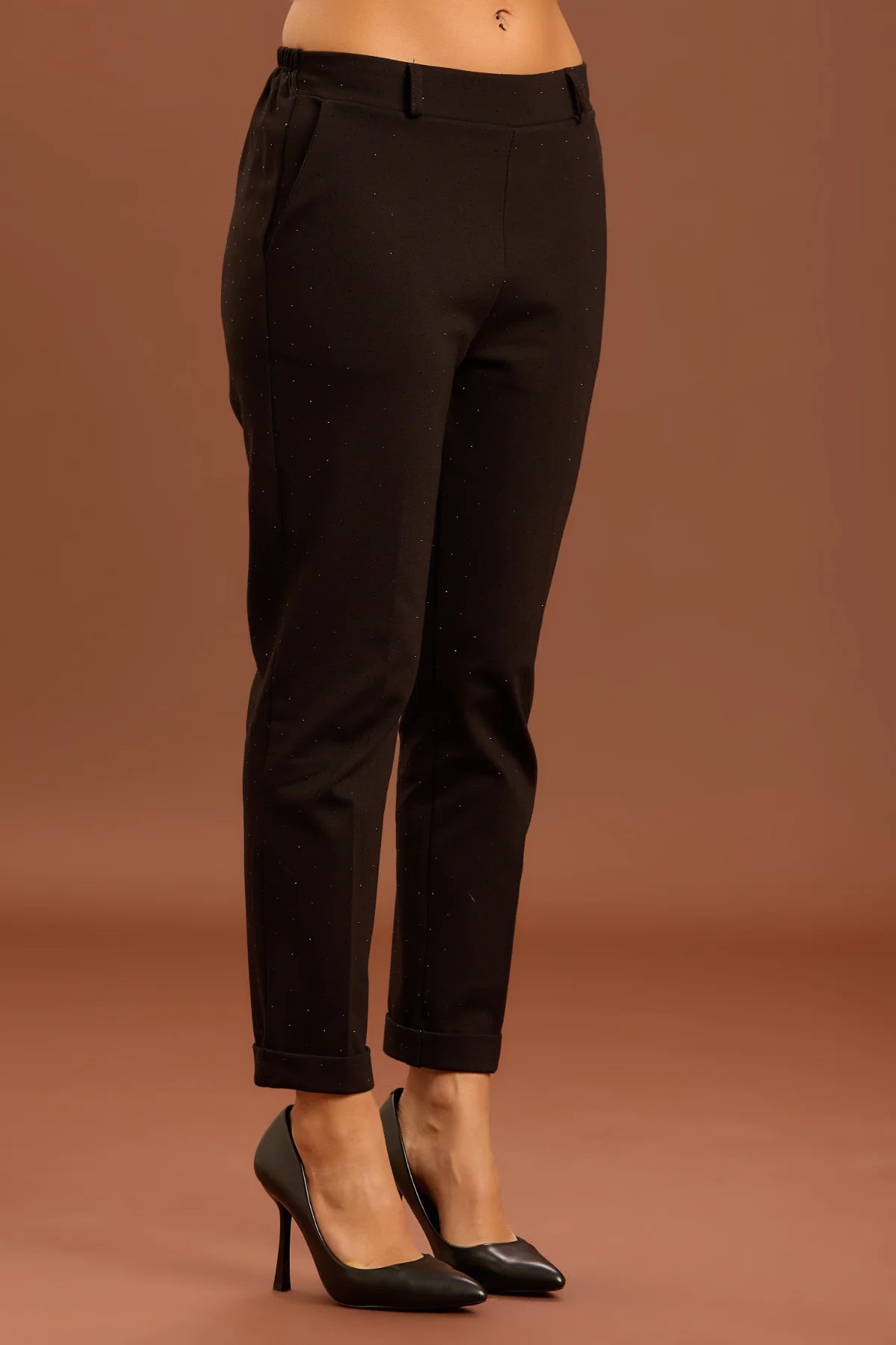 TAKE TWO - Pantalone con strass a sigaretta in punto milano donna