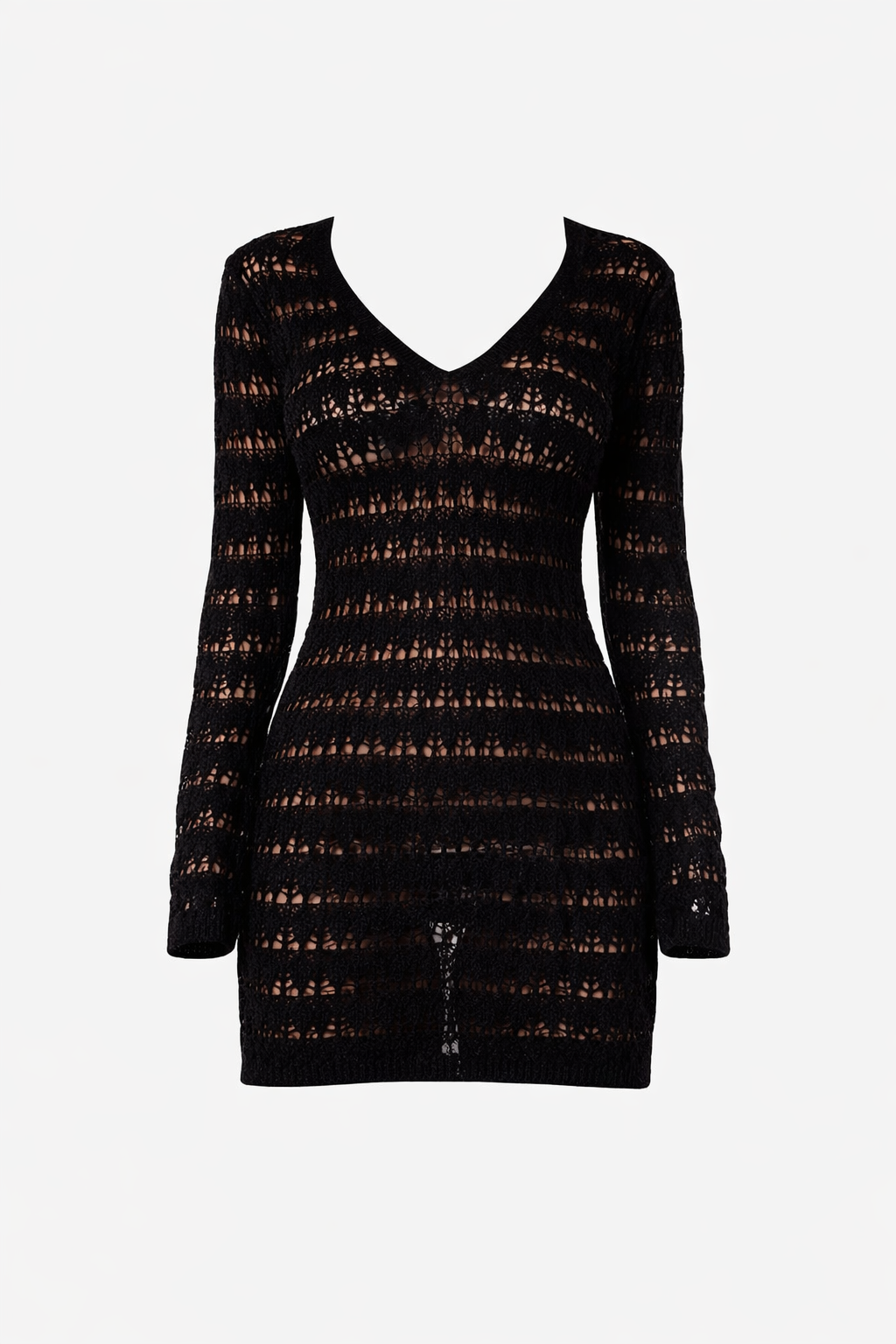 F**K - Vestito corto CROCHET traforato con manica lunga donna
