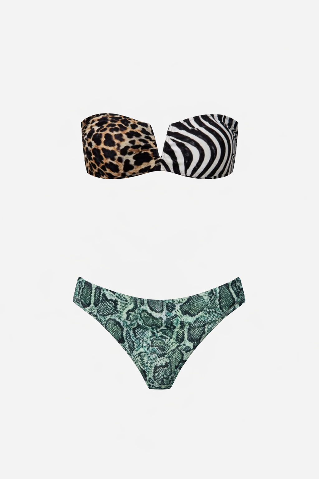 F**K - Bikini fascia a V con slip fisso ANIMALIER donna