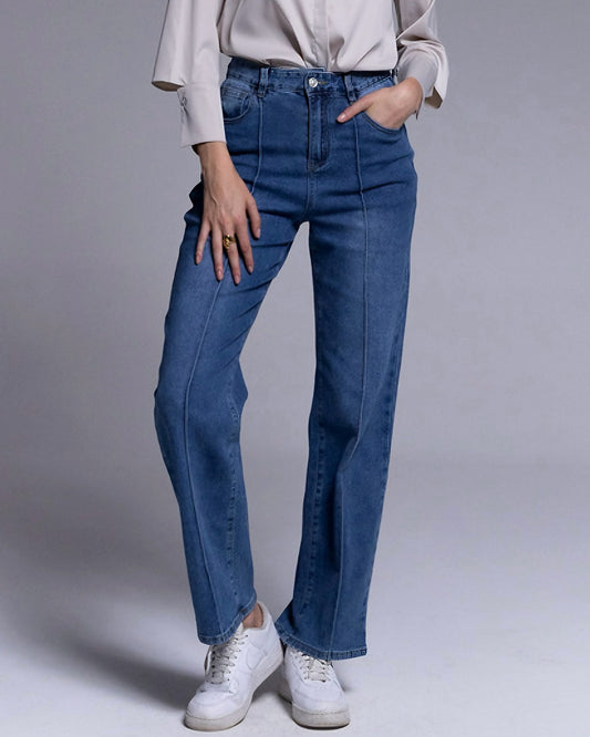 AN-AIM - Jeans a palazzo con piega centrale donna