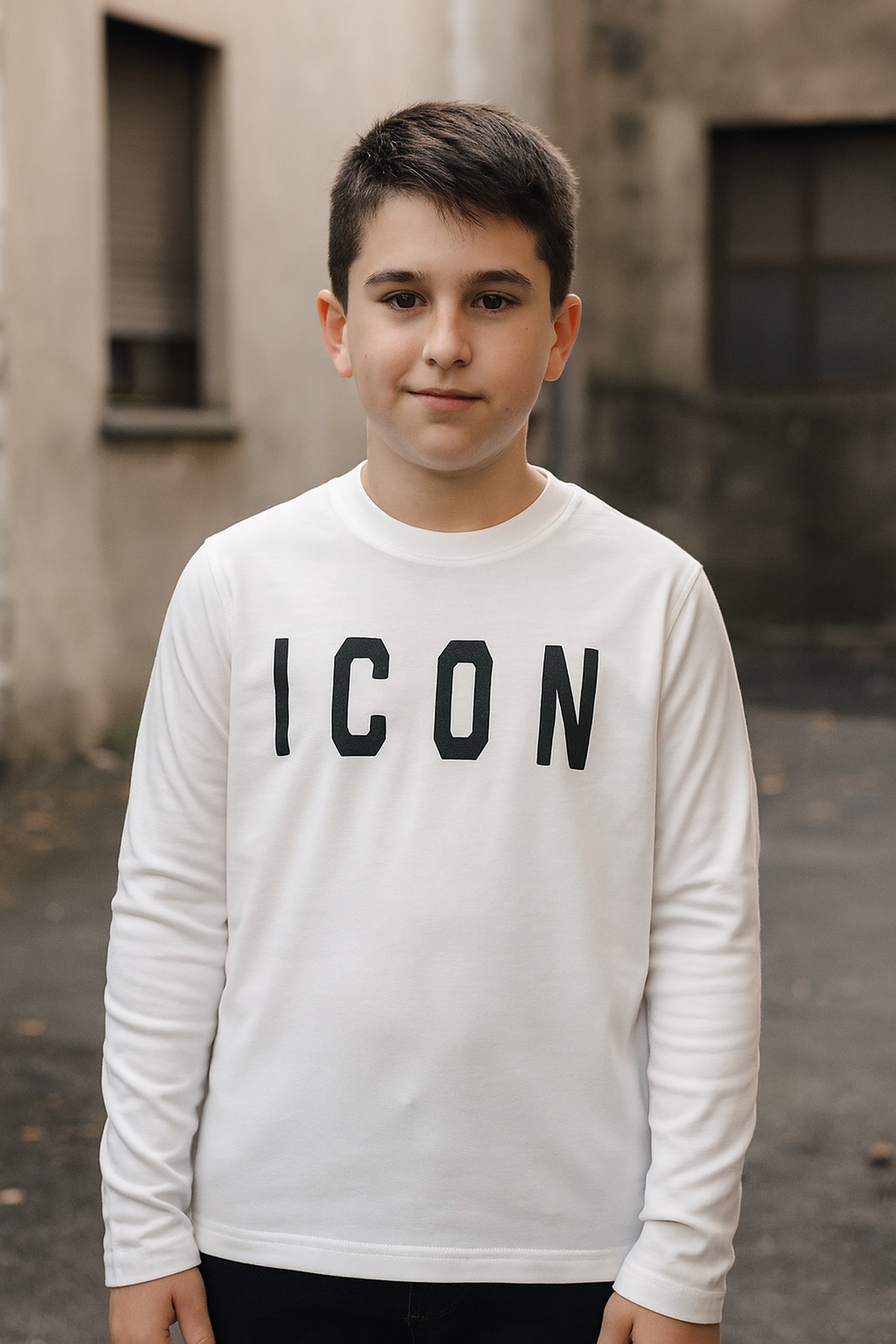 ICON - T-shirt manica lunga con maxi logo bambino
