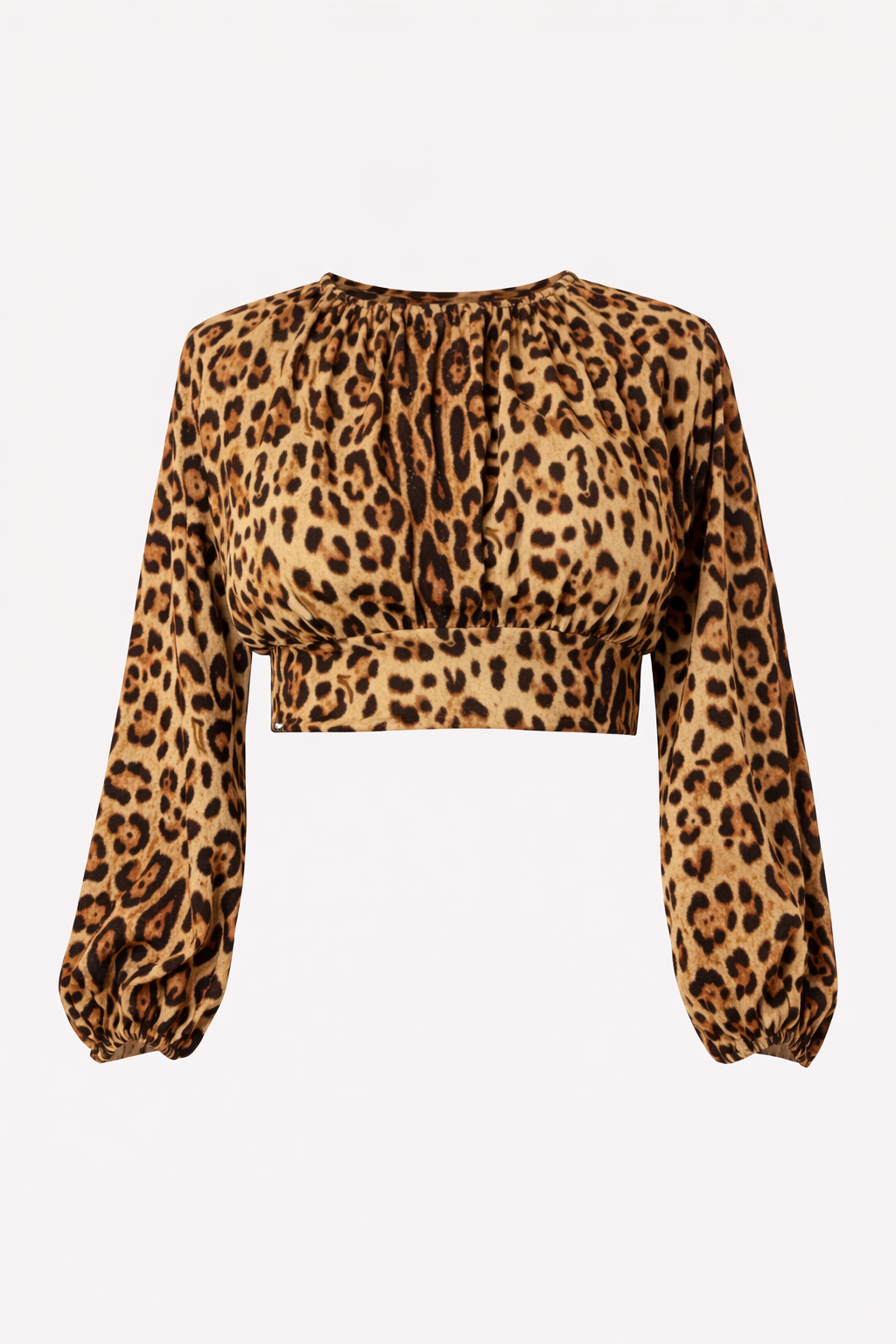 4GIVENESS - Top crop manica lunga LEOPARD RESORT donna