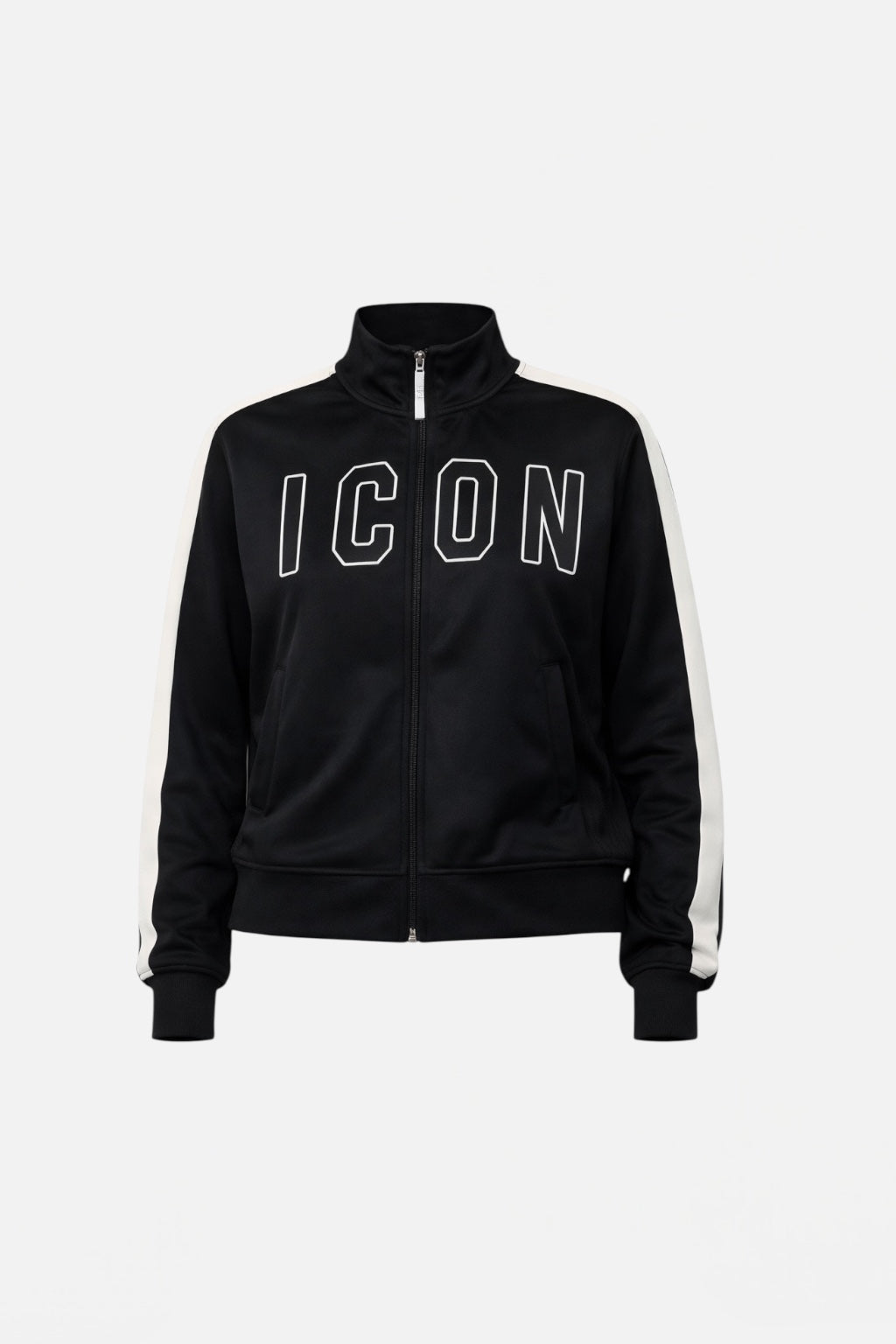 ICON - Felpa con zip in triacetato con maxi logo donna