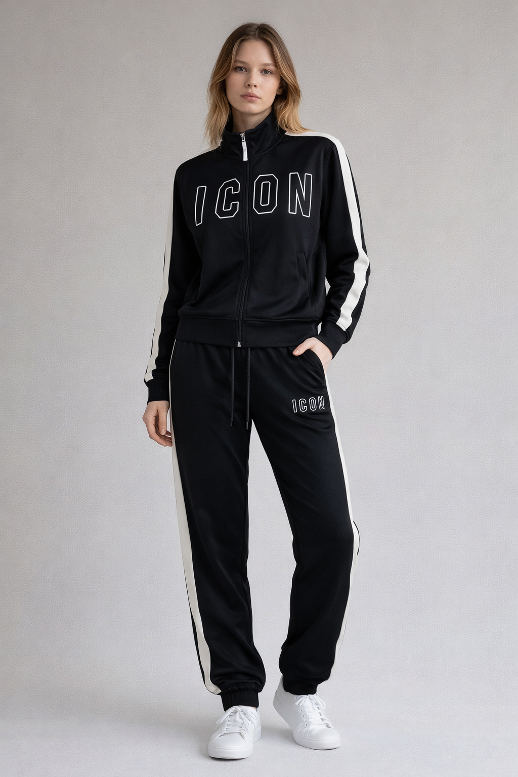 ICON - Pantalone in triacetato con logo donna