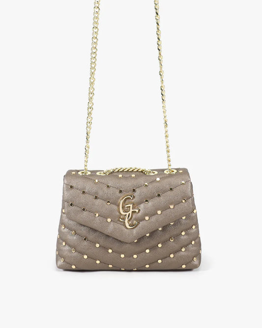 GIO CELLINI - Borsa MEGAN bronzo con borchie oro