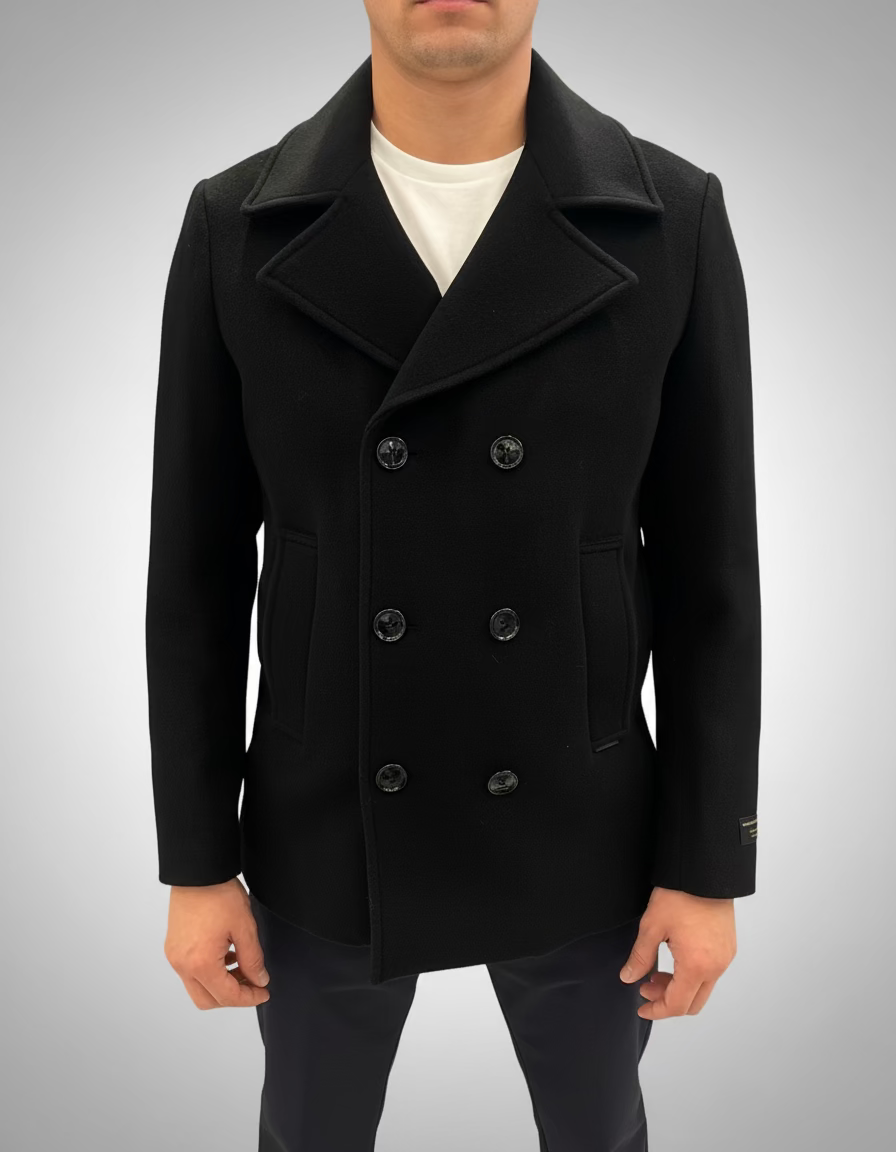 LIU-JO UOMO - Cappotto nero doppiopetto corto uomo