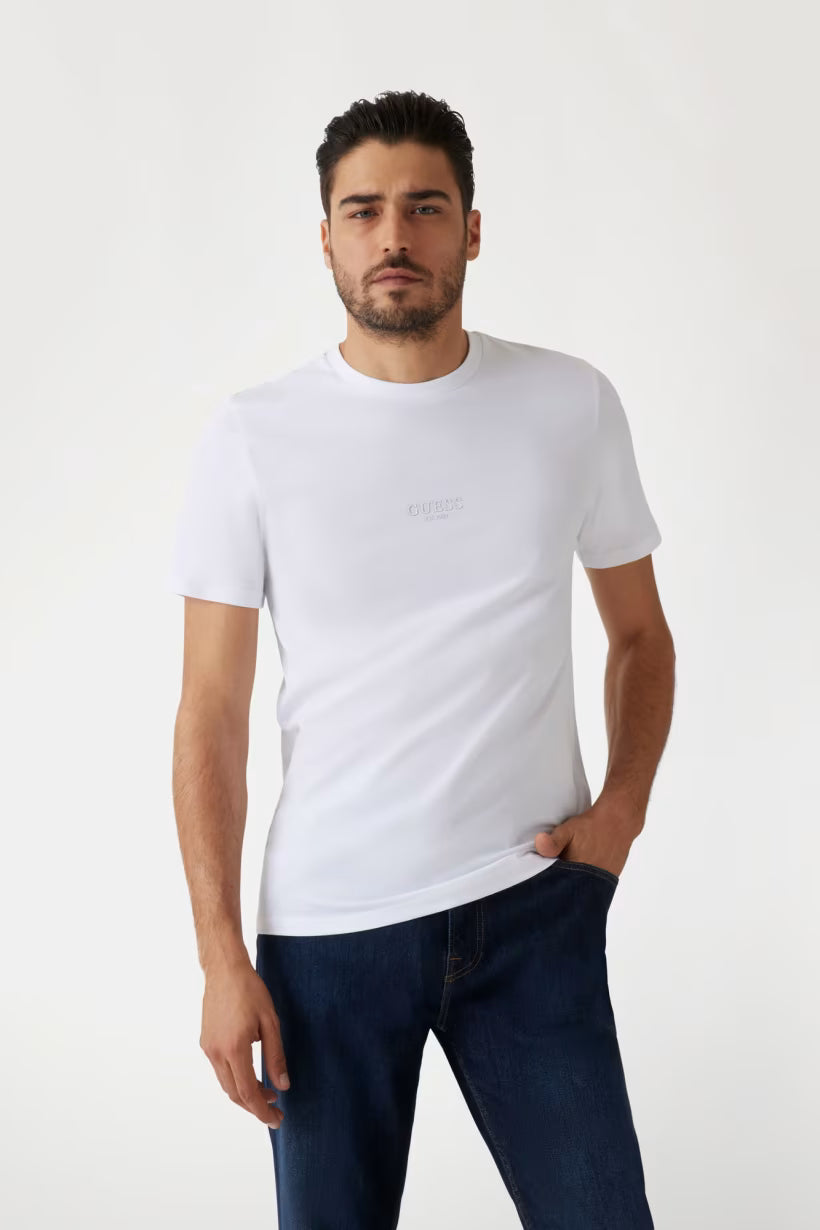 GUESS - T-shirt con logo gommato uomo