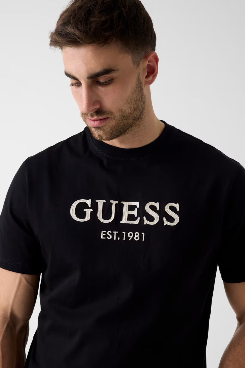 GUESS - T-shirt con logo ricamato uomo
