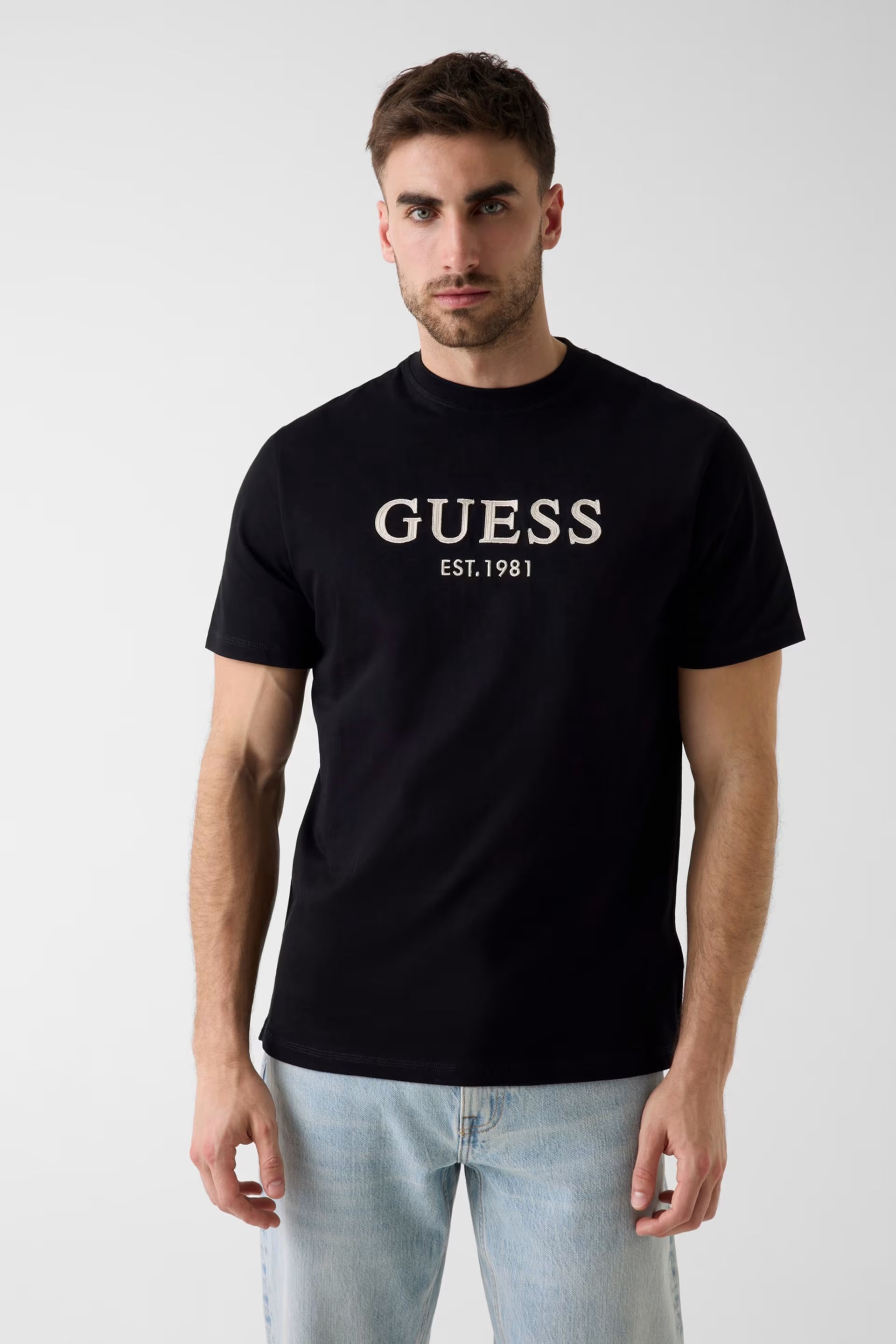 GUESS - T-shirt con logo ricamato uomo