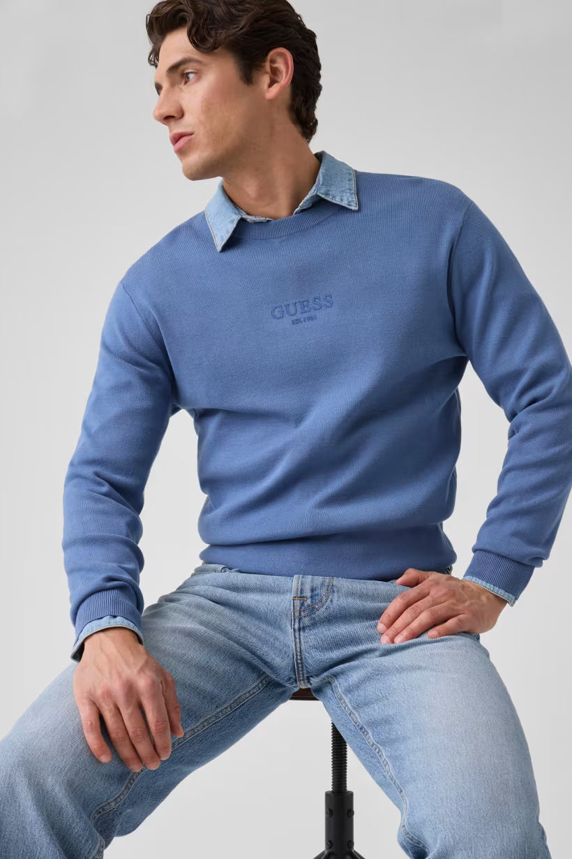 GUESS - Maglioncino con logo in rilievo uomo