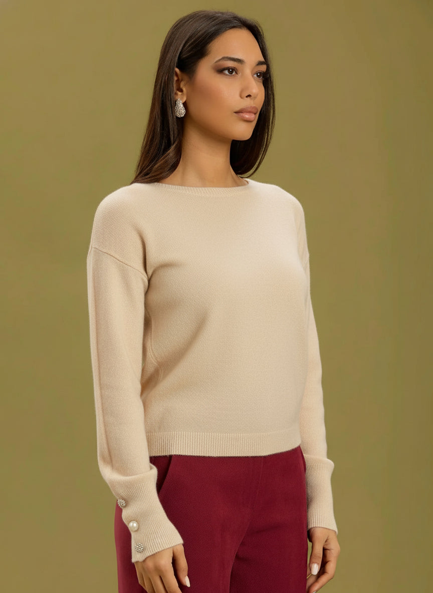 TAKE TWO - Maglia in lana con bottoni gioiello donna